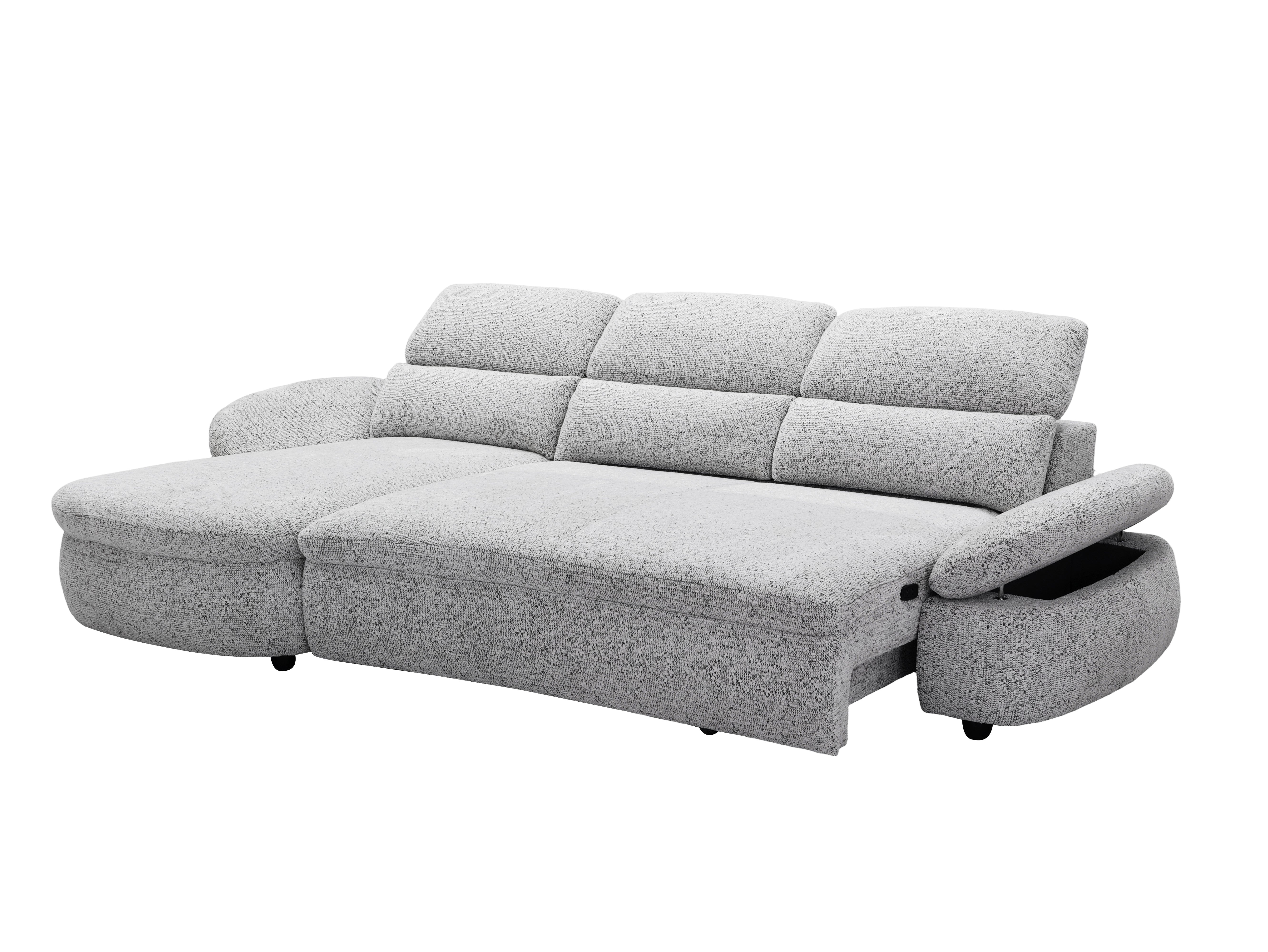 Elektrisches Relax-Ecksofa aus grauem Frotteestoff CLEMENT – Linke Ecke