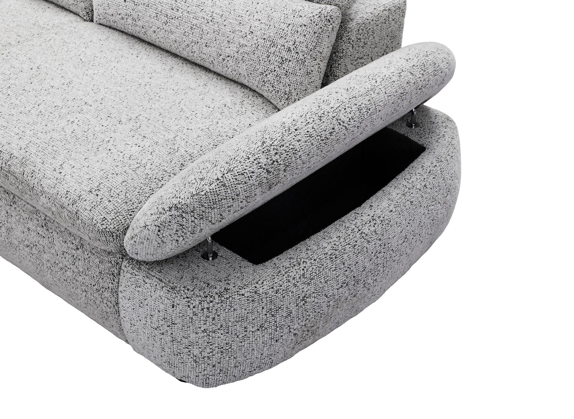 Elektrisches Relax-Ecksofa aus grauem Frotteestoff CLEMENT – Linke Ecke