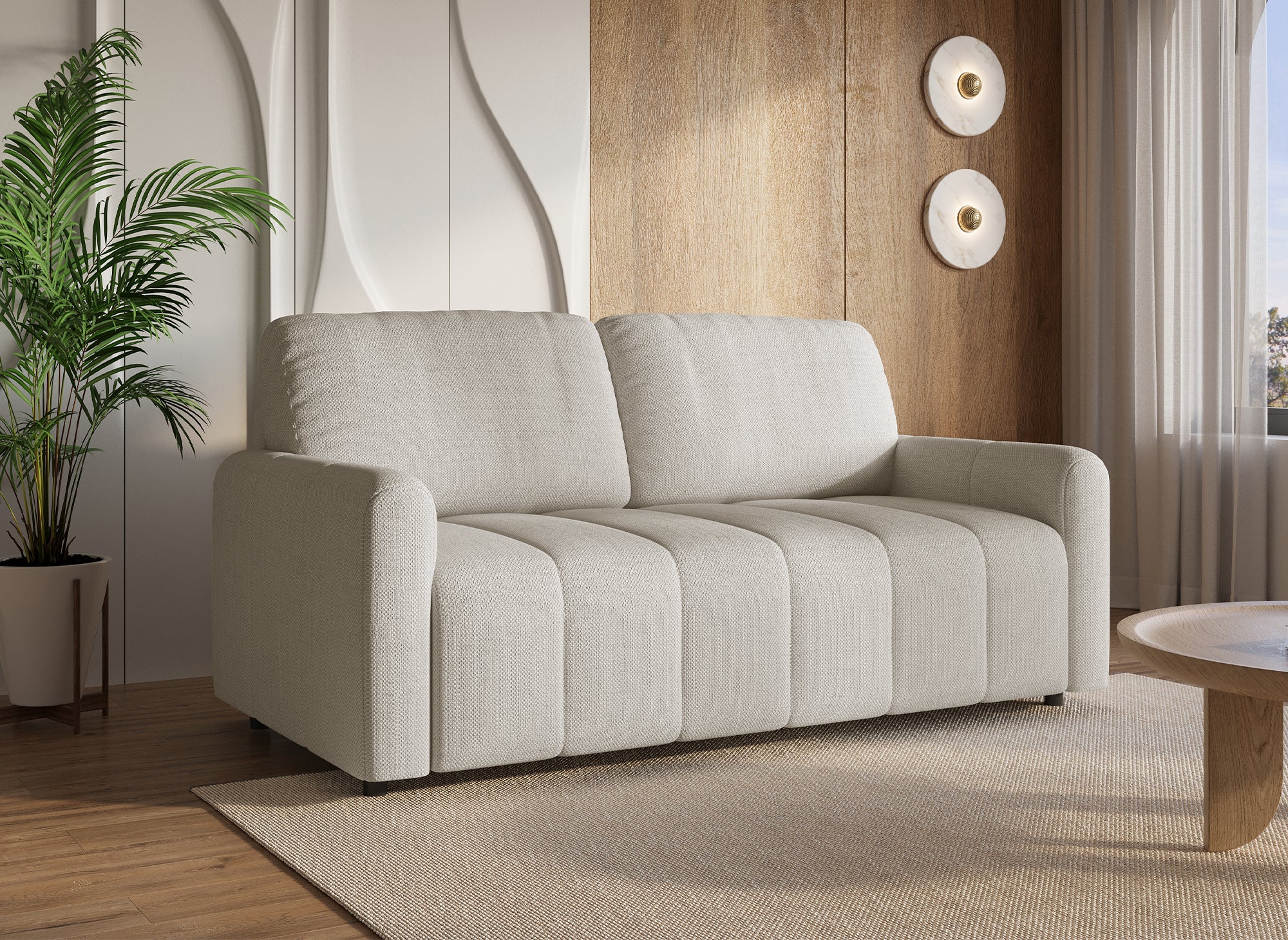 ISANDRO 3-Sitzer Express-Schlafsofa in beigem Stoff