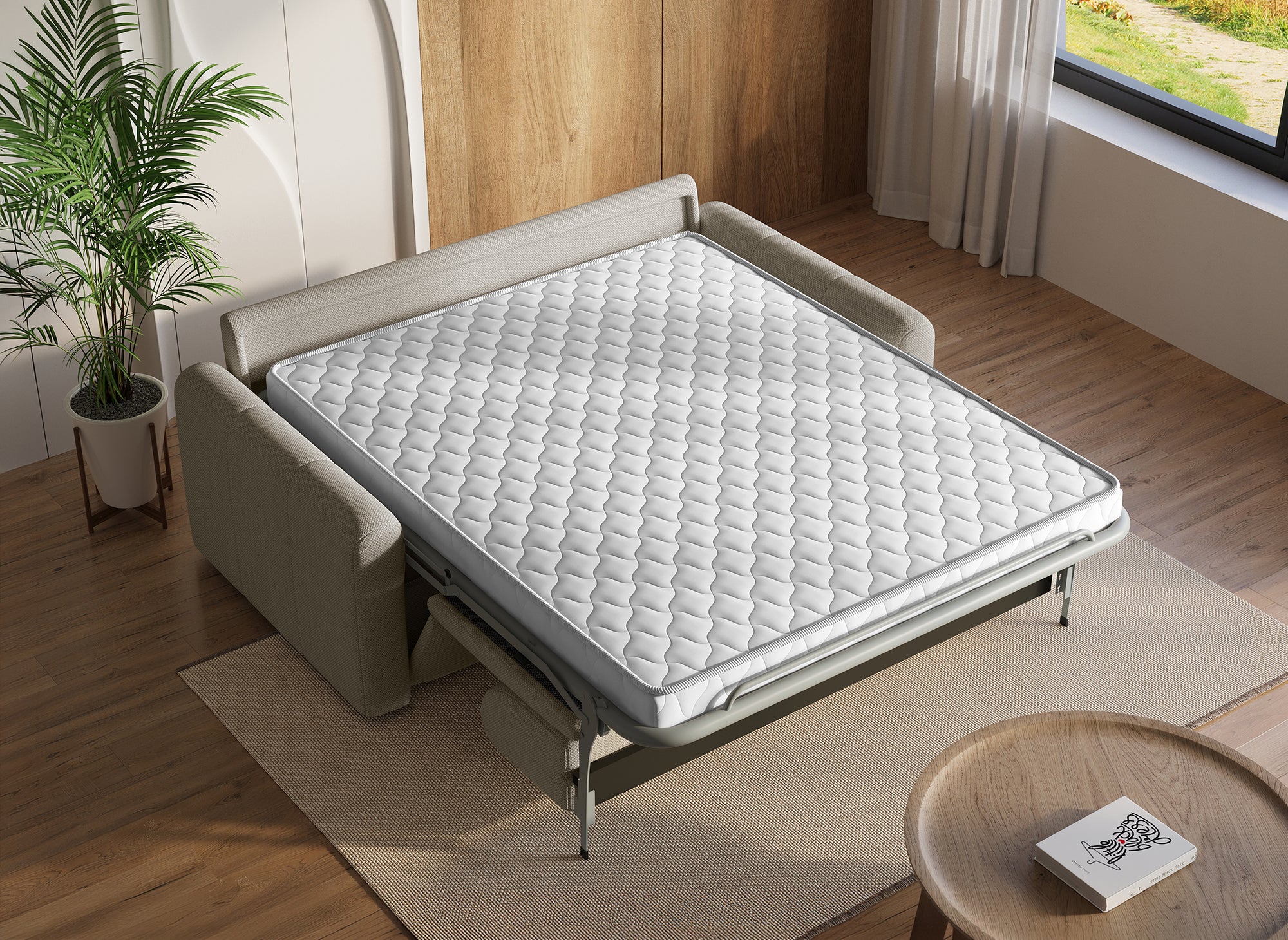 ISANDRO 3-Sitzer Express-Schlafsofa in beigem Stoff