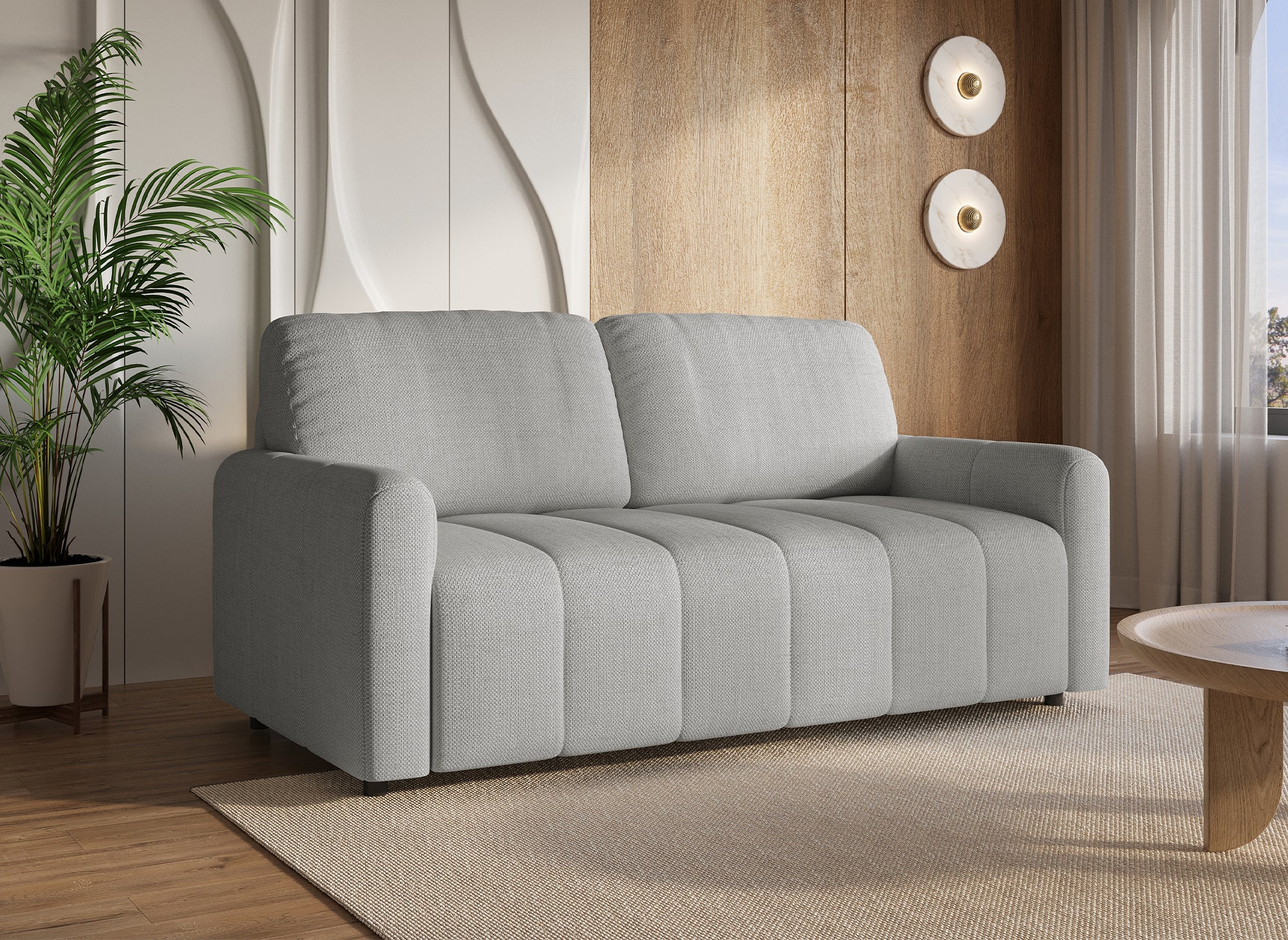 ISANDRO 3-Sitzer Express-Schlafsofa in grauem Stoff