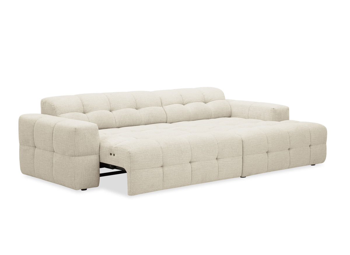 Elektrisches Ecksofa FEDORA aus beigem strukturiertem Samt - Ecke rechts