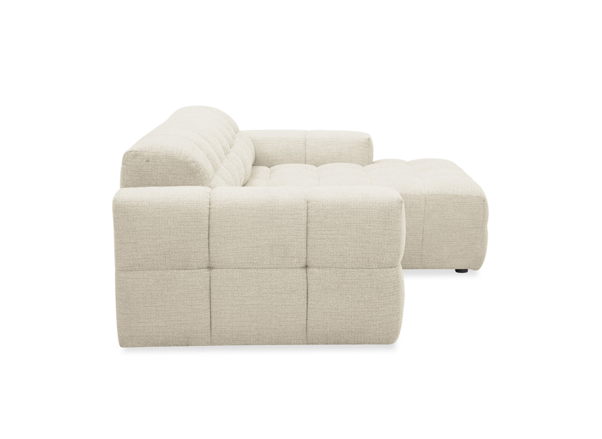 Elektrisches Ecksofa FEDORA aus beigem strukturiertem Samt - Ecke rechts
