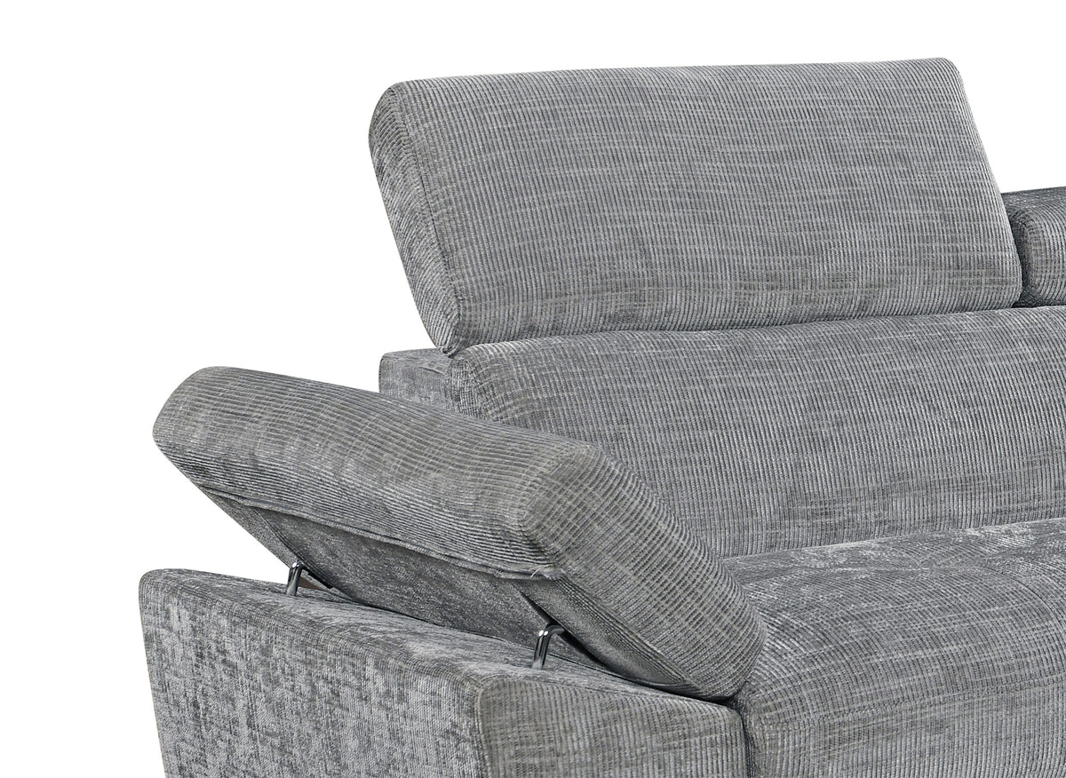 Canapé d'angle convertible en velours chiné gris foncé MONICA - Angle droit