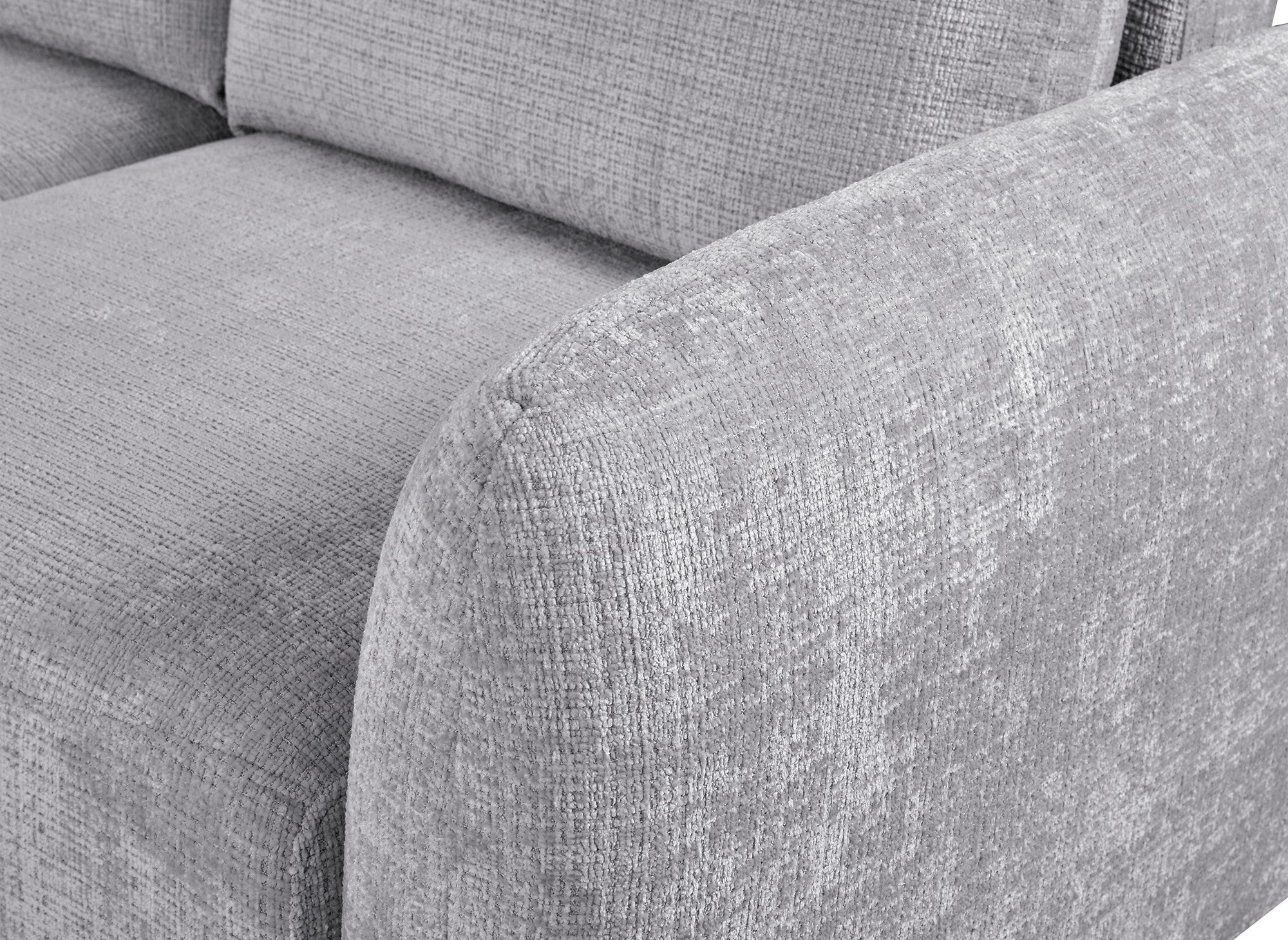 MARLA Ecksofa mit Stauraum in grau meliertem Samt - Linke Ecke