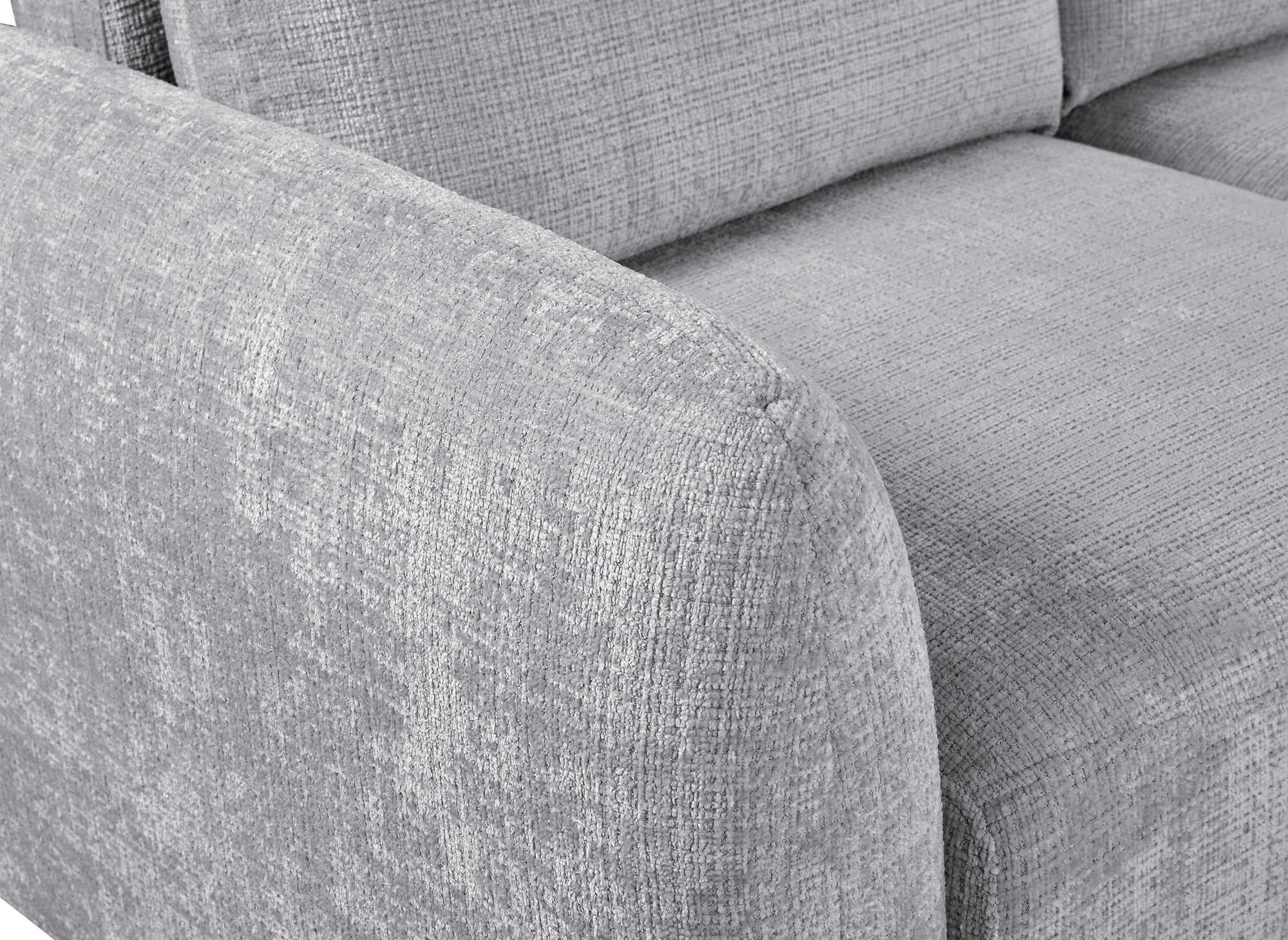 MARLA Ecksofa mit Stauraum in meliertem grauem Samt – rechte Ecke