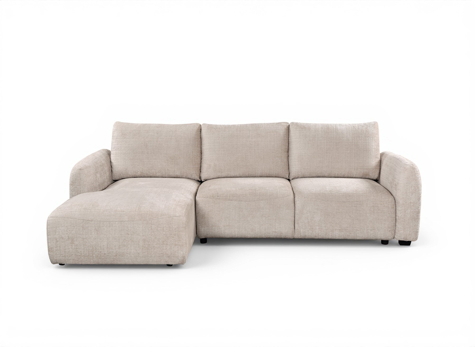 MARLA Ecksofa mit Stauraum in beigefarbenem, meliertem Samt - Linke Ecke