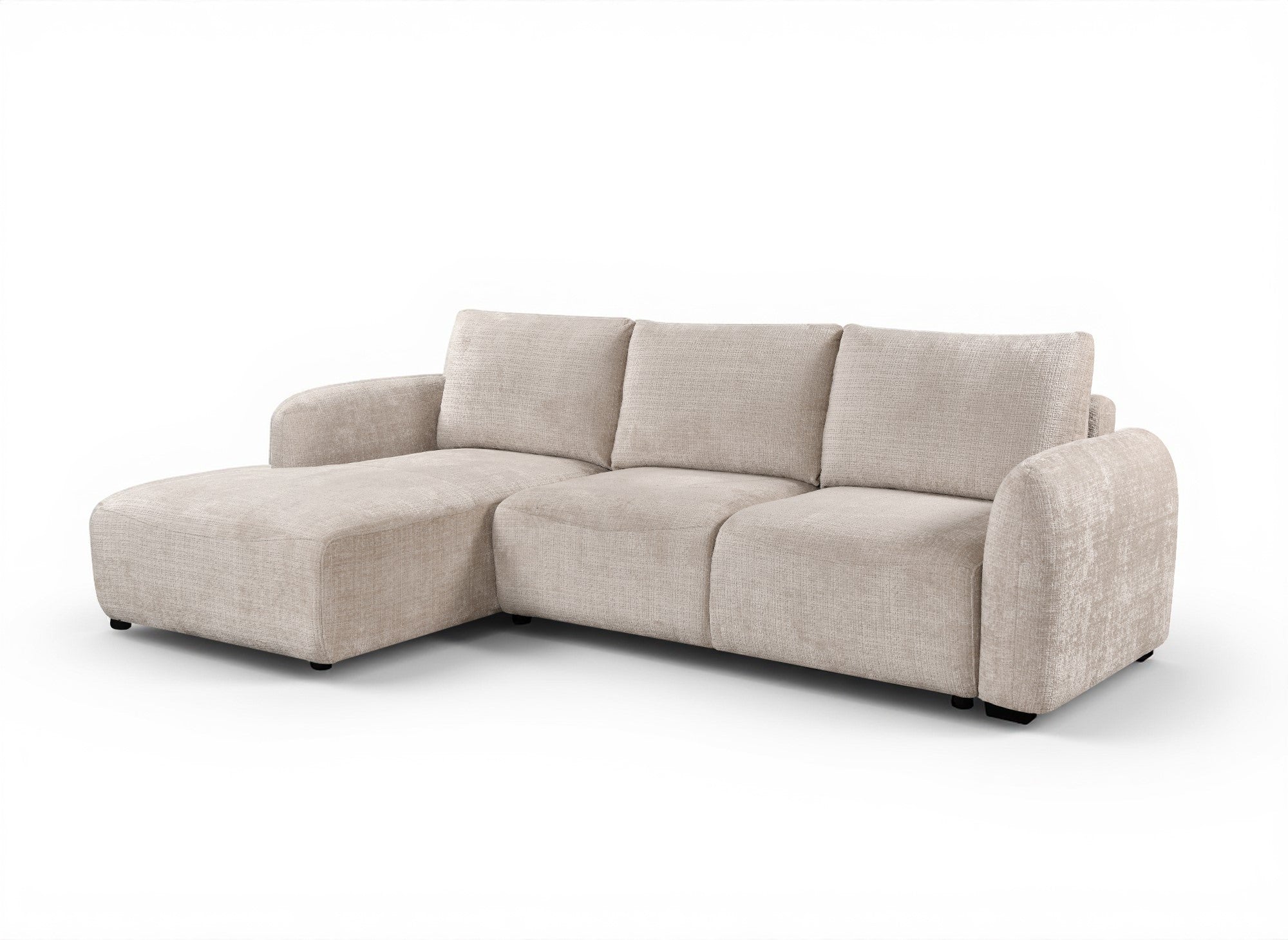 MARLA Ecksofa mit Stauraum in beigefarbenem, meliertem Samt - Linke Ecke