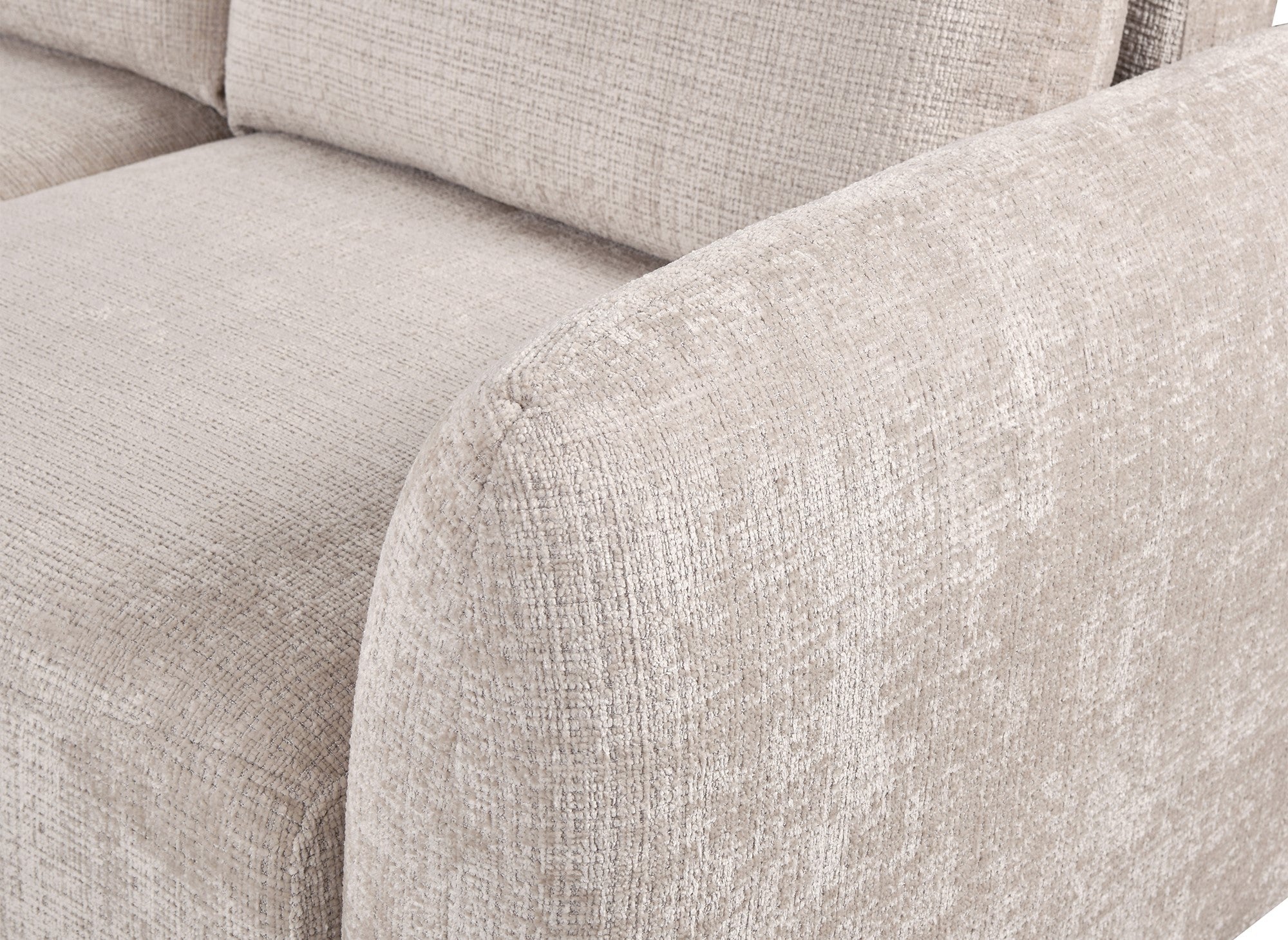 MARLA Ecksofa mit Stauraum in beigefarbenem, meliertem Samt - Linke Ecke