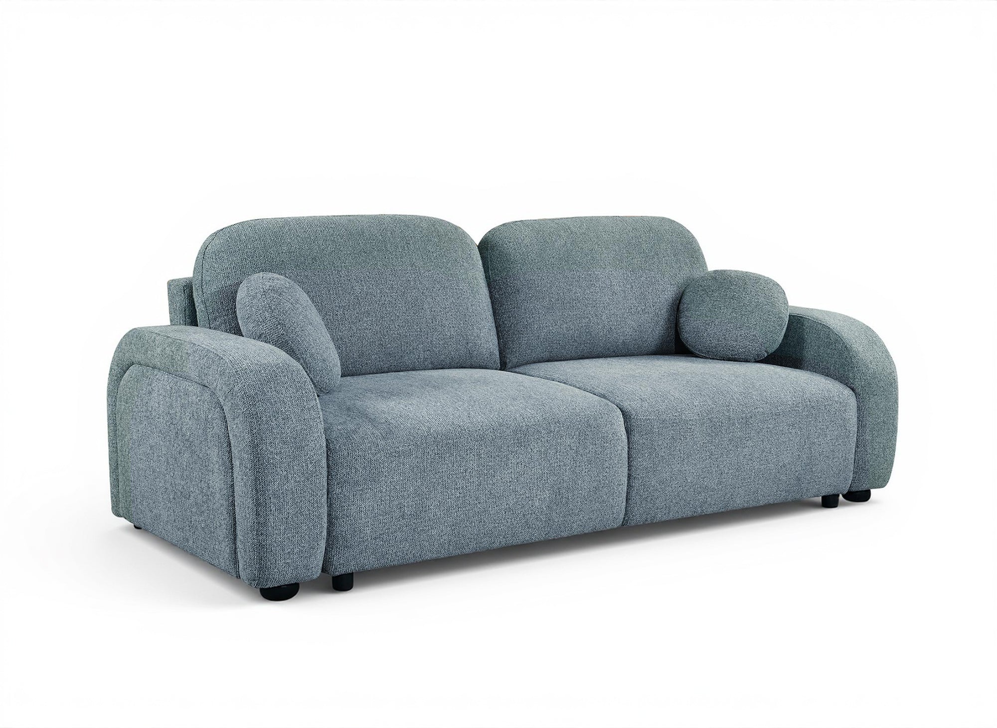 MAYORA 3-Sitzer-Umbausofa aus blauem Bouclé-Stoff