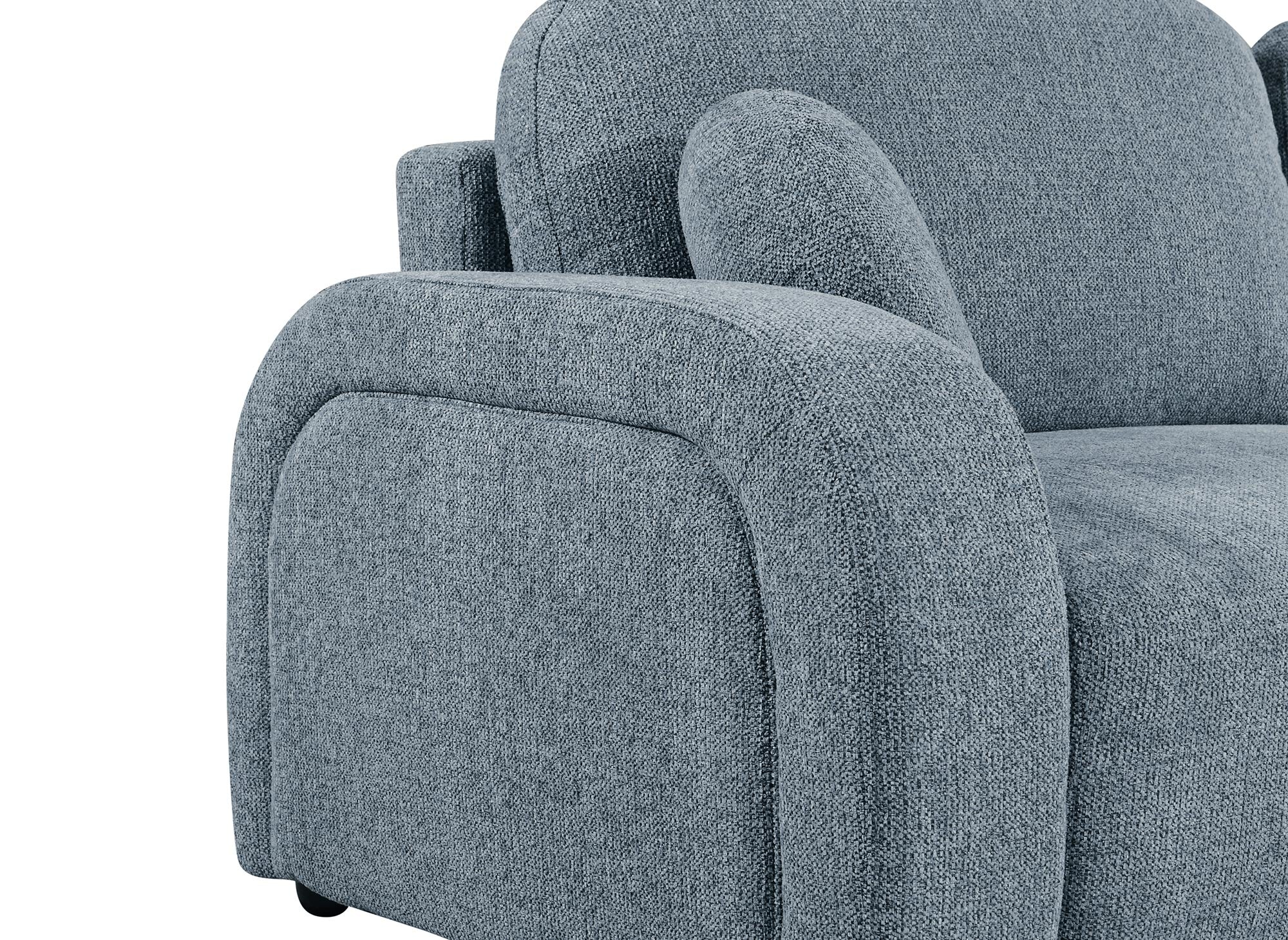 MAYORA 3-Sitzer-Umbausofa aus blauem Bouclé-Stoff