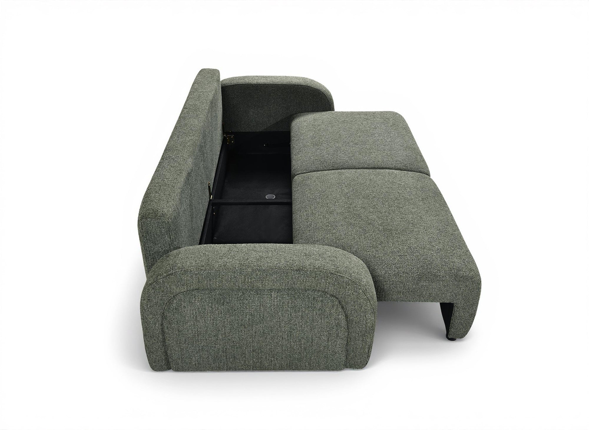 MAYORA 3-Sitzer-Umbausofa aus grünem Bouclé-Stoff