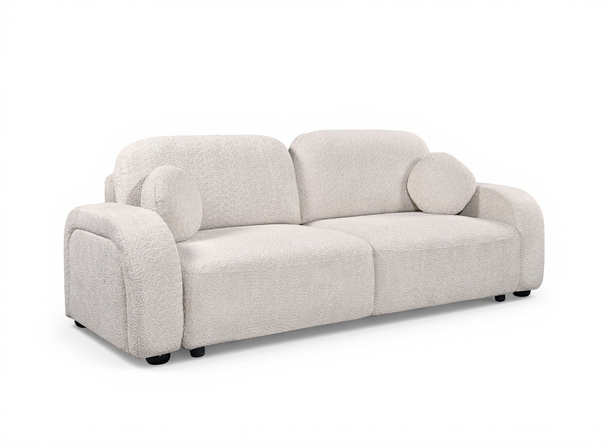 MAYORA 3-Sitzer-Umbausofa aus ecrufarbenem Bouclé-Stoff