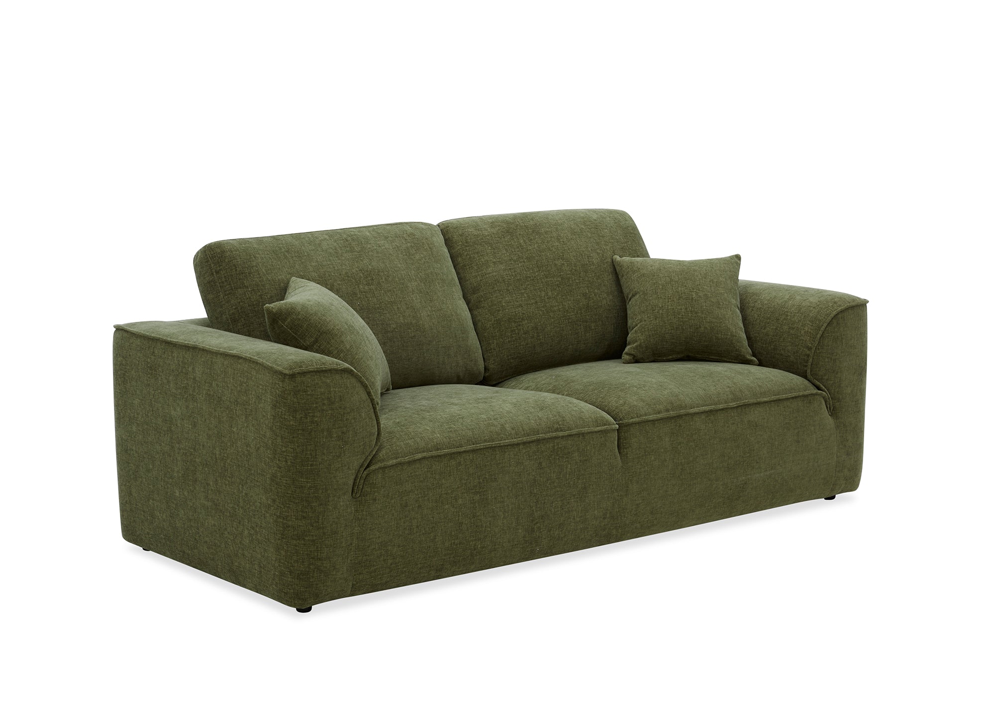 ABELIA 3-Sitzer-Sofa mit gerader Sitzfläche in olivgrünem, meliertem Samt