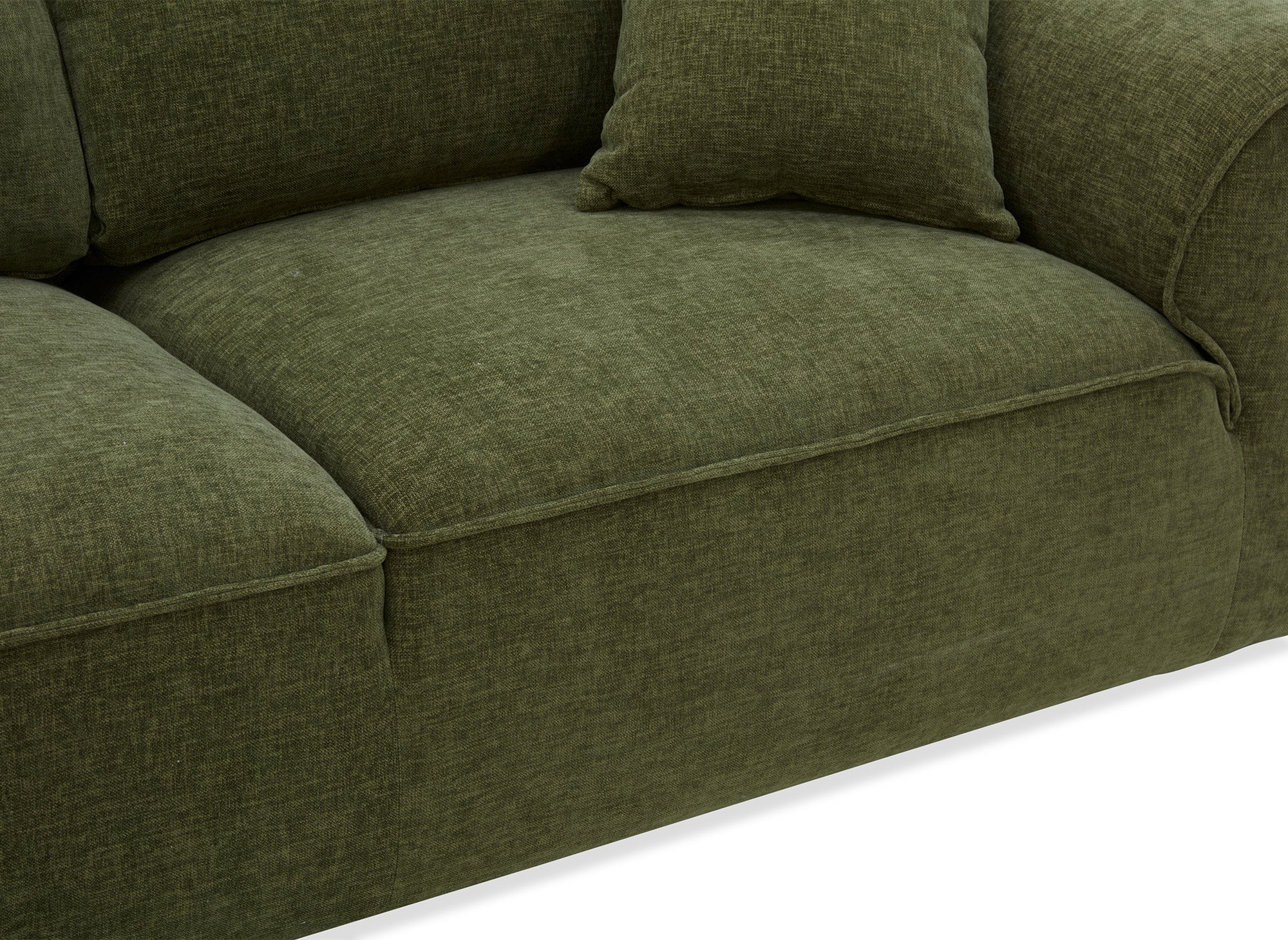 ABELIA 3-Sitzer-Sofa mit gerader Sitzfläche in olivgrünem, meliertem Samt