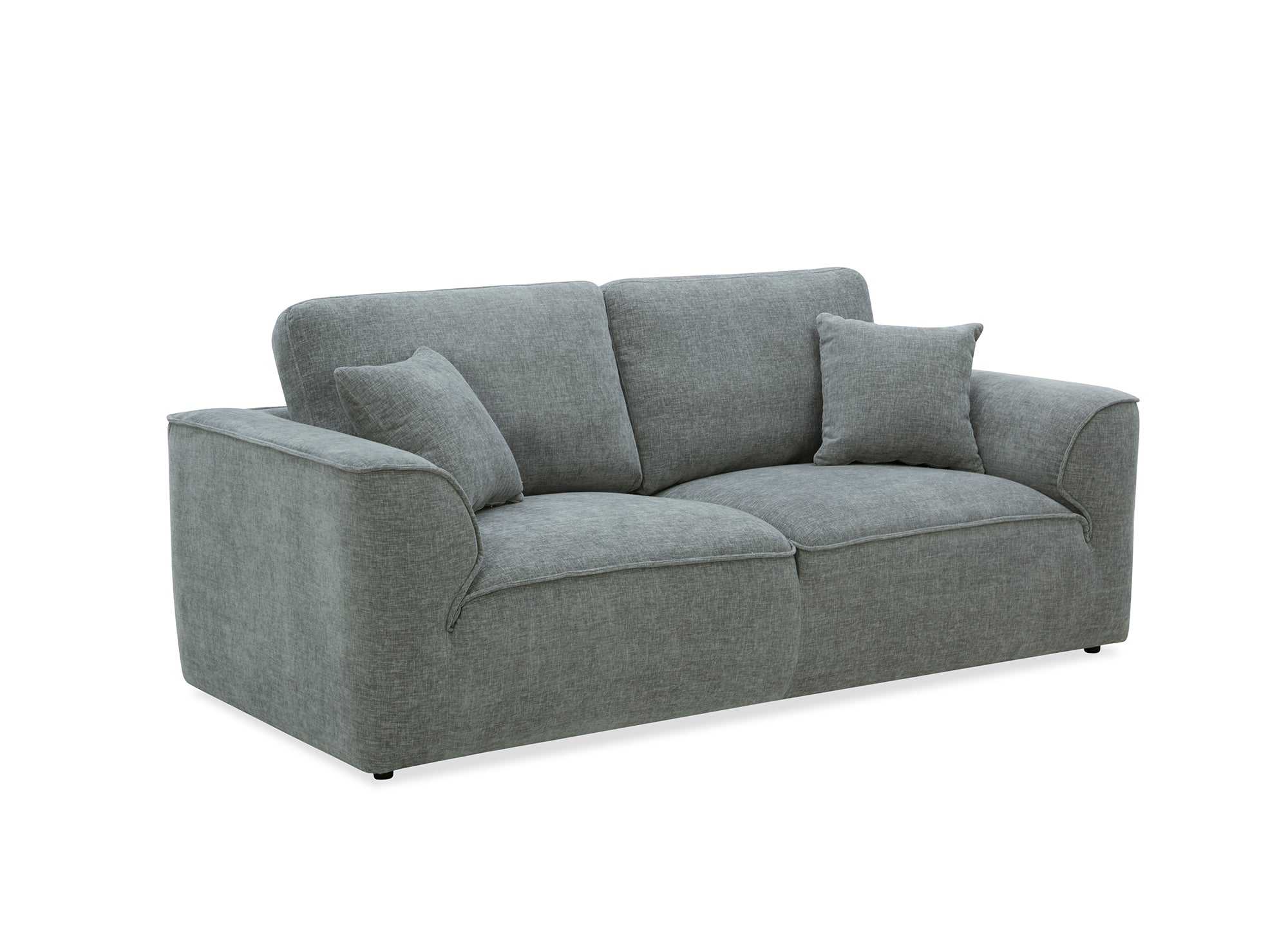 ABELIA 3-Sitzer-Sofa mit gerader Form in meliertem grauem Samt