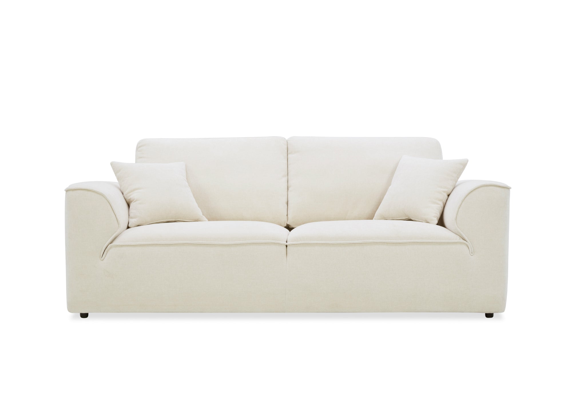ABELIA 3-Sitzer-Sofa mit gerader Sitzfläche in beigefarbenem, meliertem Samt