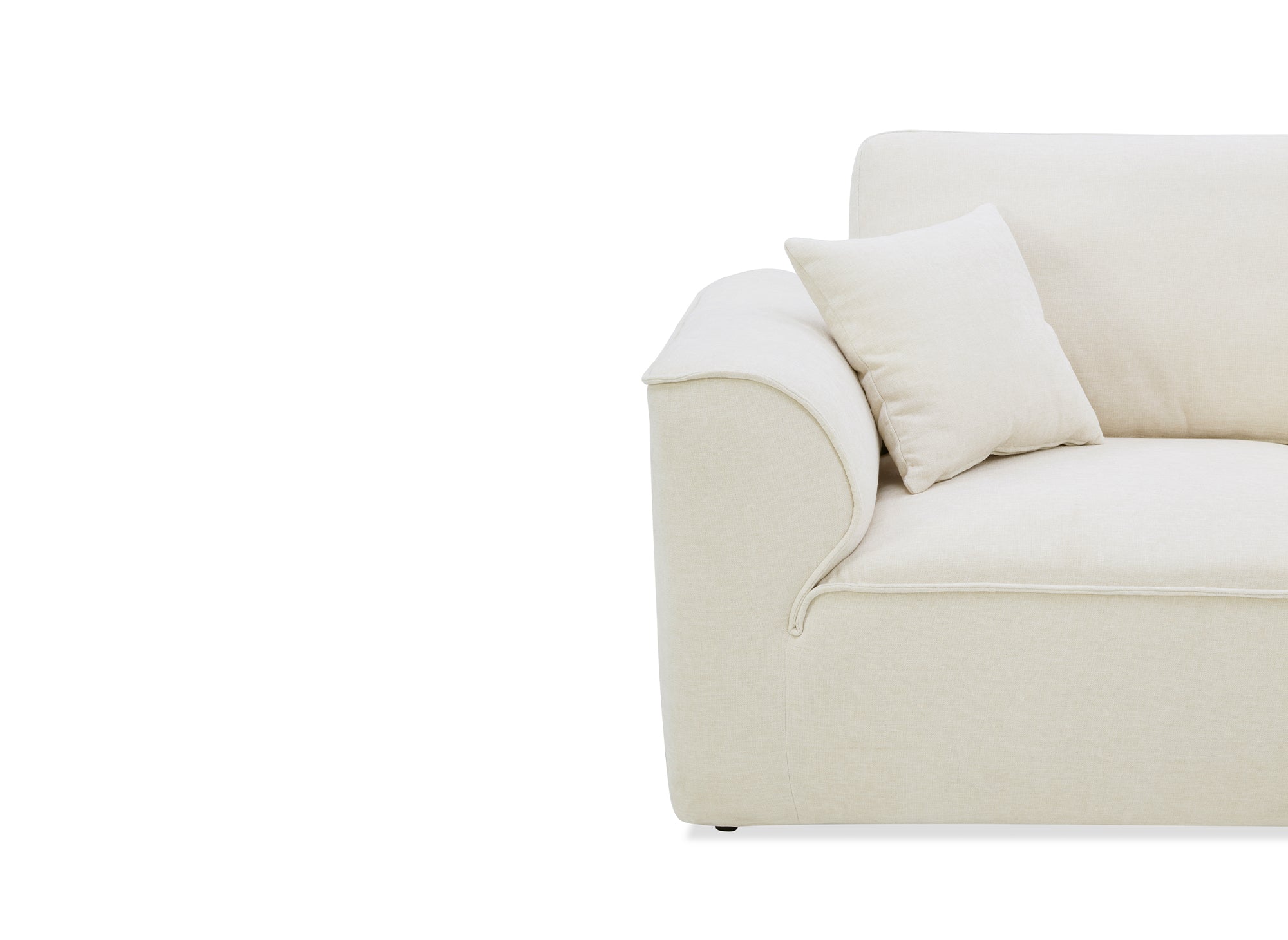 ABELIA 3-Sitzer-Sofa mit gerader Sitzfläche in beigefarbenem, meliertem Samt