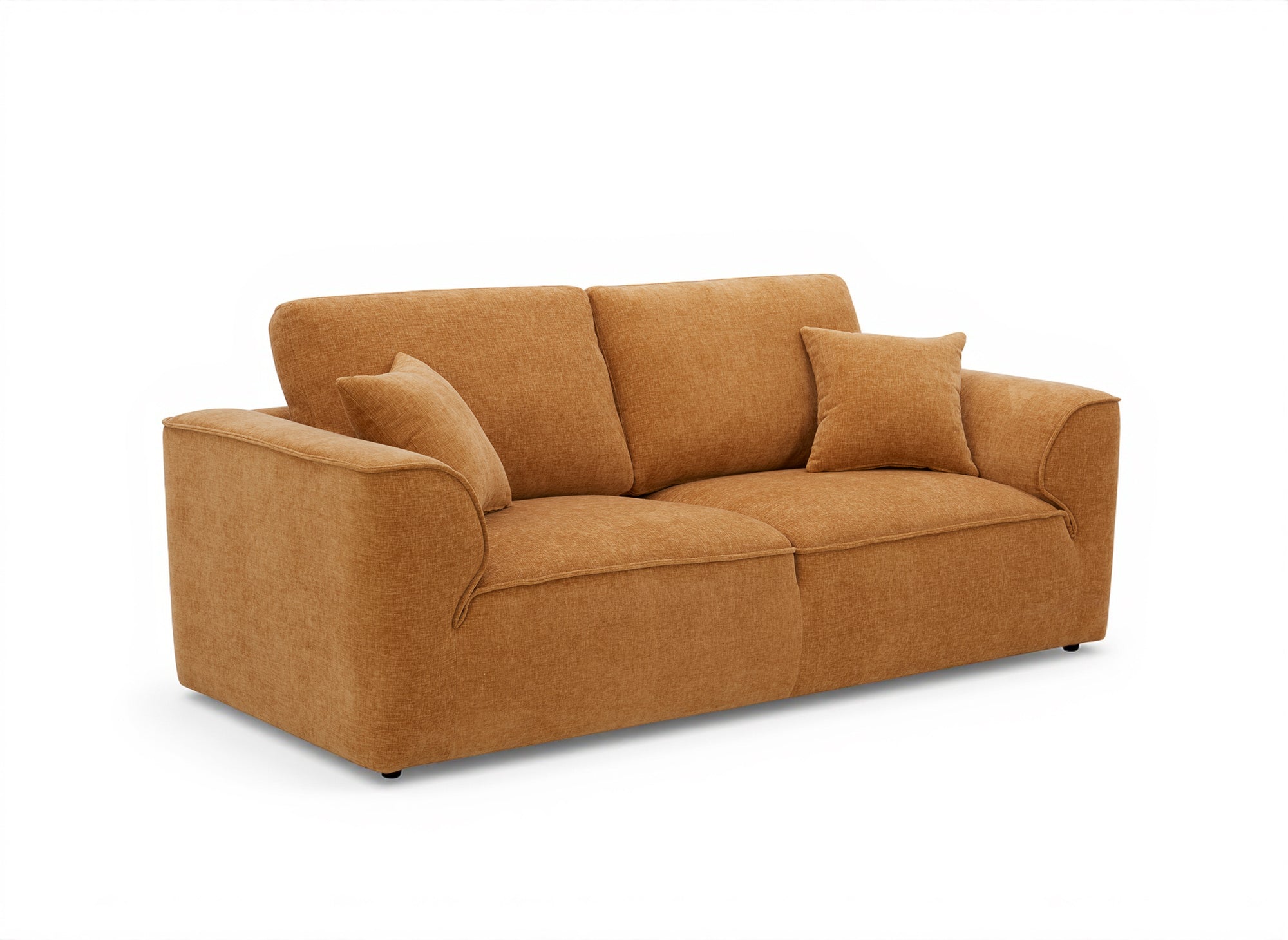 ABELIA 3-Sitzer-Sofa mit gerader Sitzfläche in senfgelbem, meliertem Samt