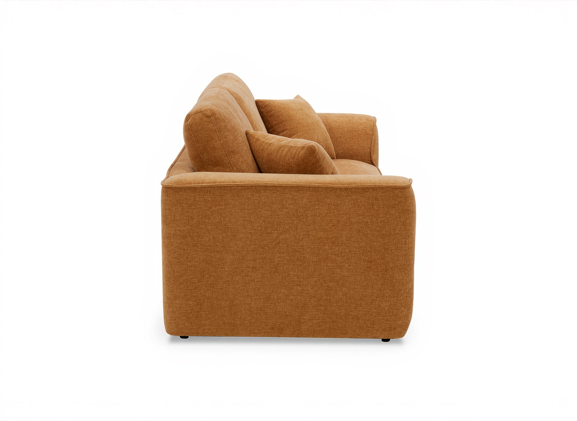 ABELIA 3-Sitzer-Sofa mit gerader Sitzfläche in senfgelbem, meliertem Samt