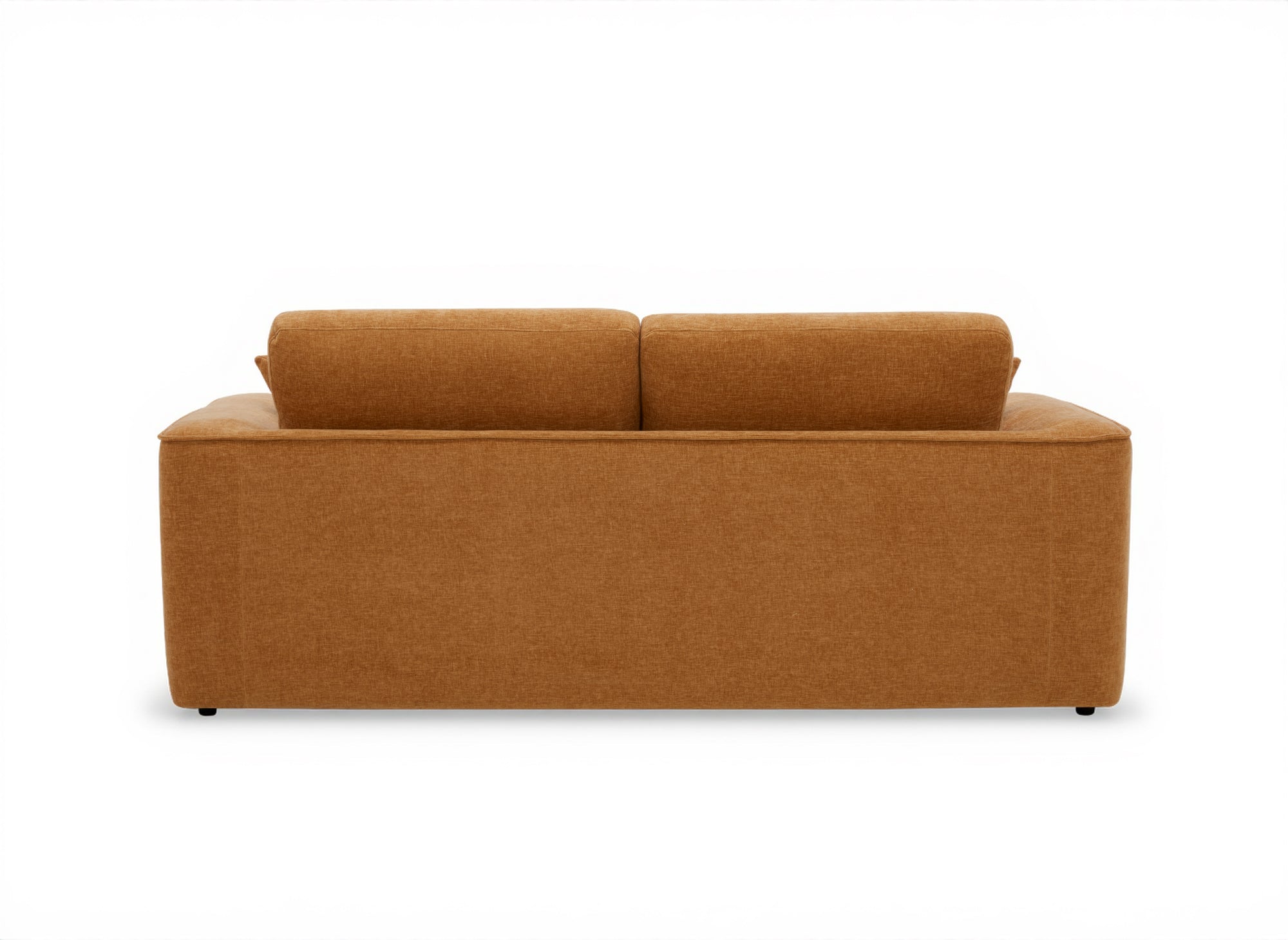 ABELIA 3-Sitzer-Sofa mit gerader Sitzfläche in senfgelbem, meliertem Samt