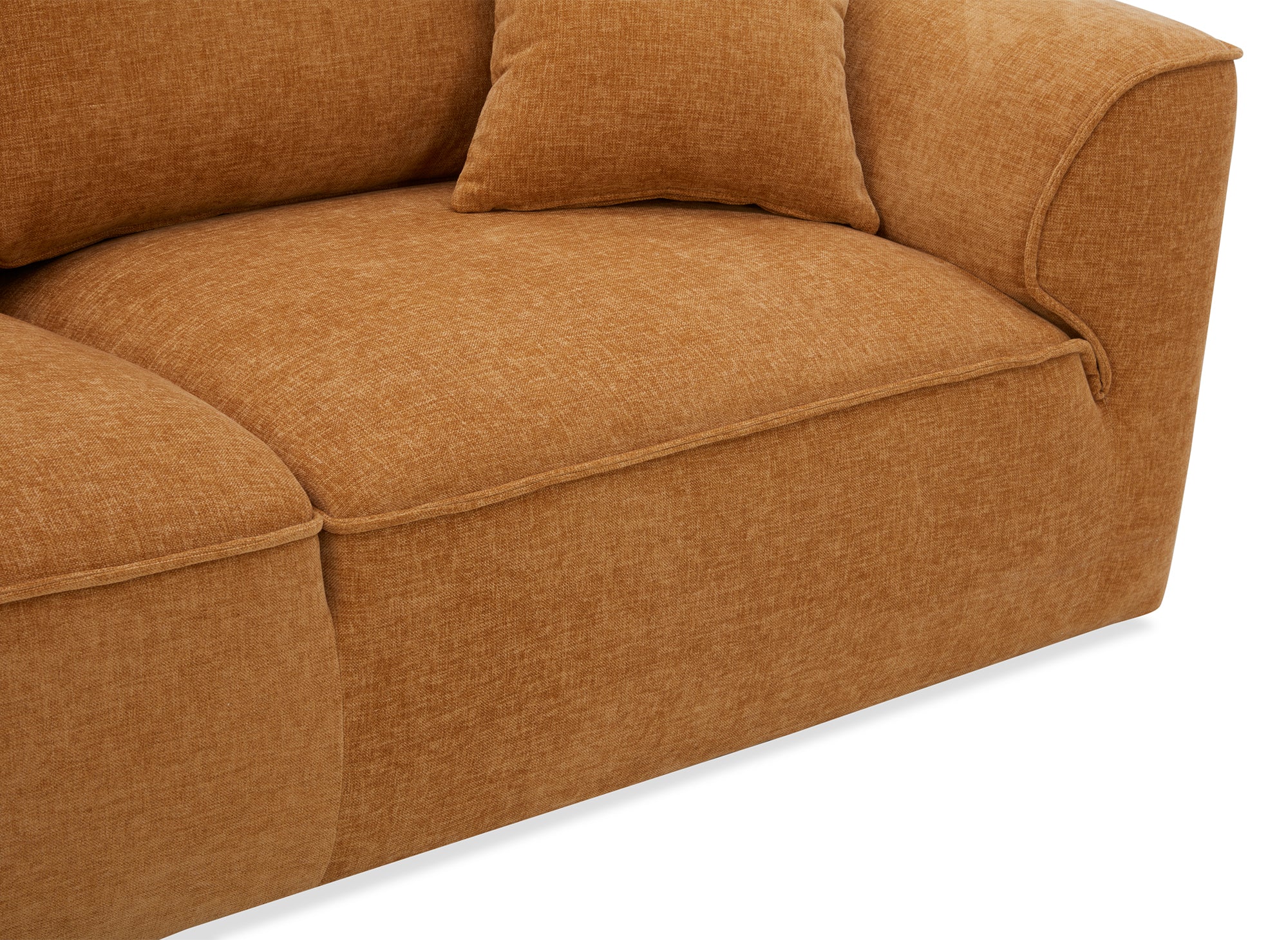 ABELIA 3-Sitzer-Sofa mit gerader Sitzfläche in senfgelbem, meliertem Samt