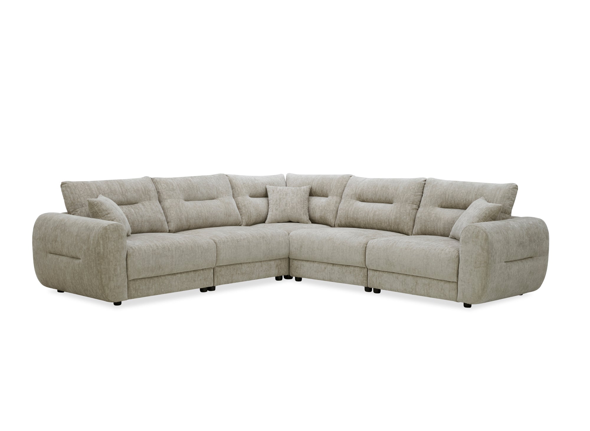 BALIANE Ecksofa aus taupefarbenem, gesprenkeltem Samt