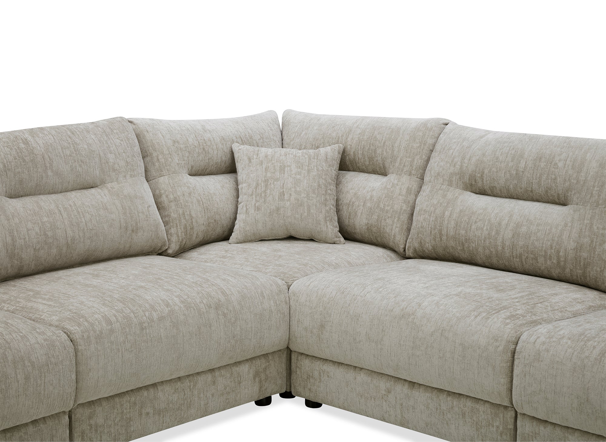 BALIANE Ecksofa aus taupefarbenem, gesprenkeltem Samt