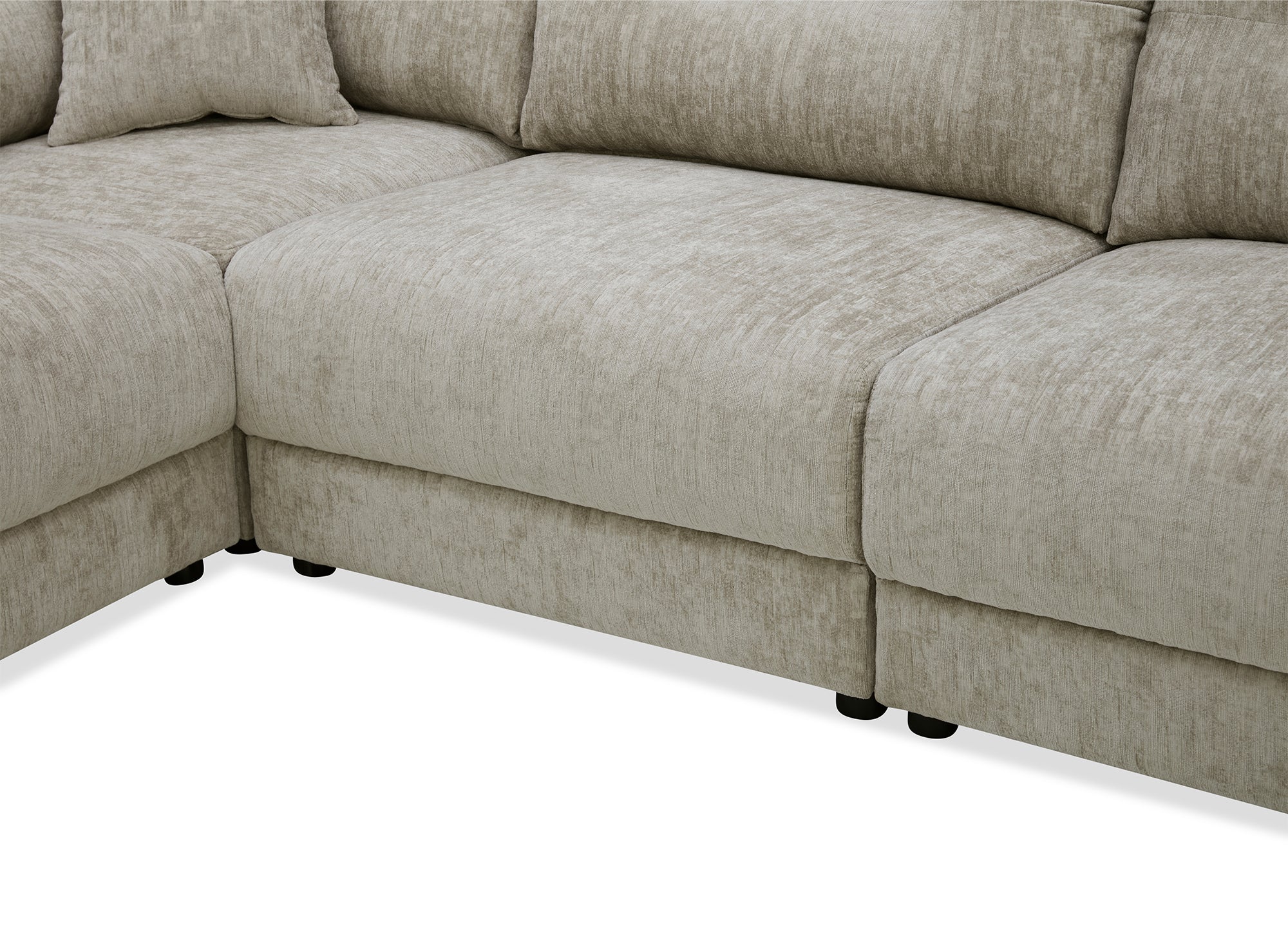 BALIANE Ecksofa aus taupefarbenem, gesprenkeltem Samt