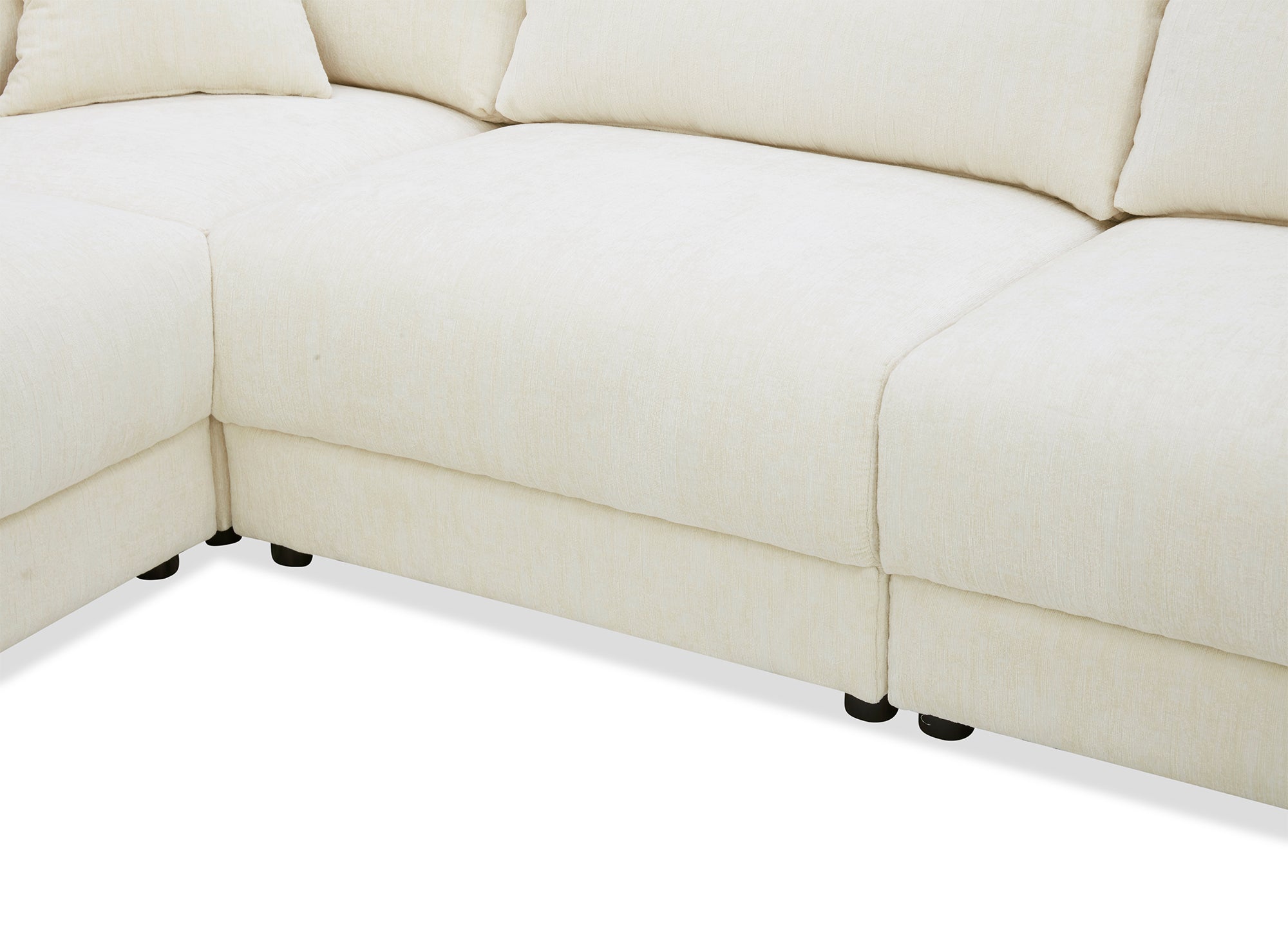 BALIANE Ecksofa aus beigefarbenem, meliertem Samt