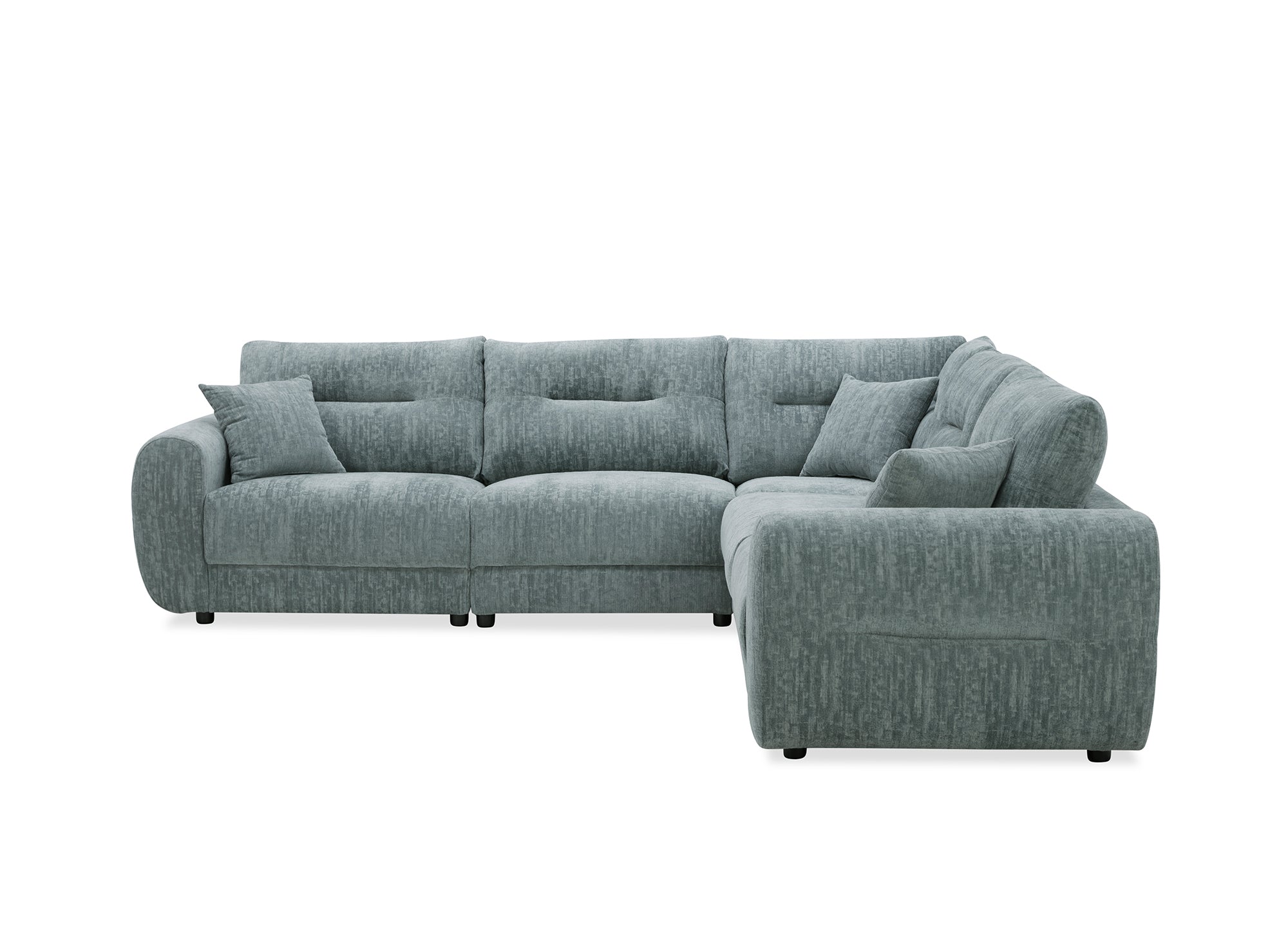 BALIANE Ecksofa aus blauem, gesprenkeltem Samt