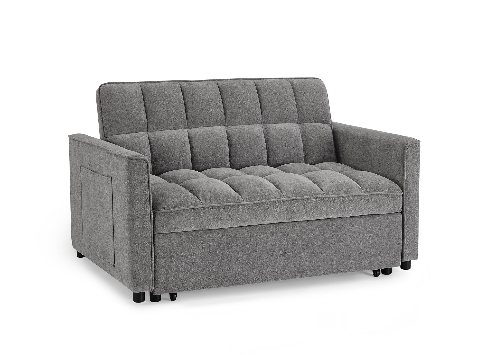 JASPER 2-Sitzer-Schlafsofa aus grauem strukturiertem Samt