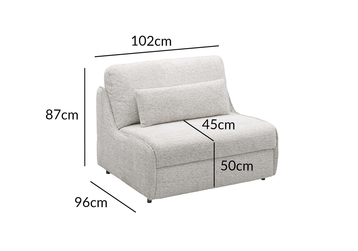 Express 1-Sitzer-Umbausofa aus beigem Frotteestoff IMELDA