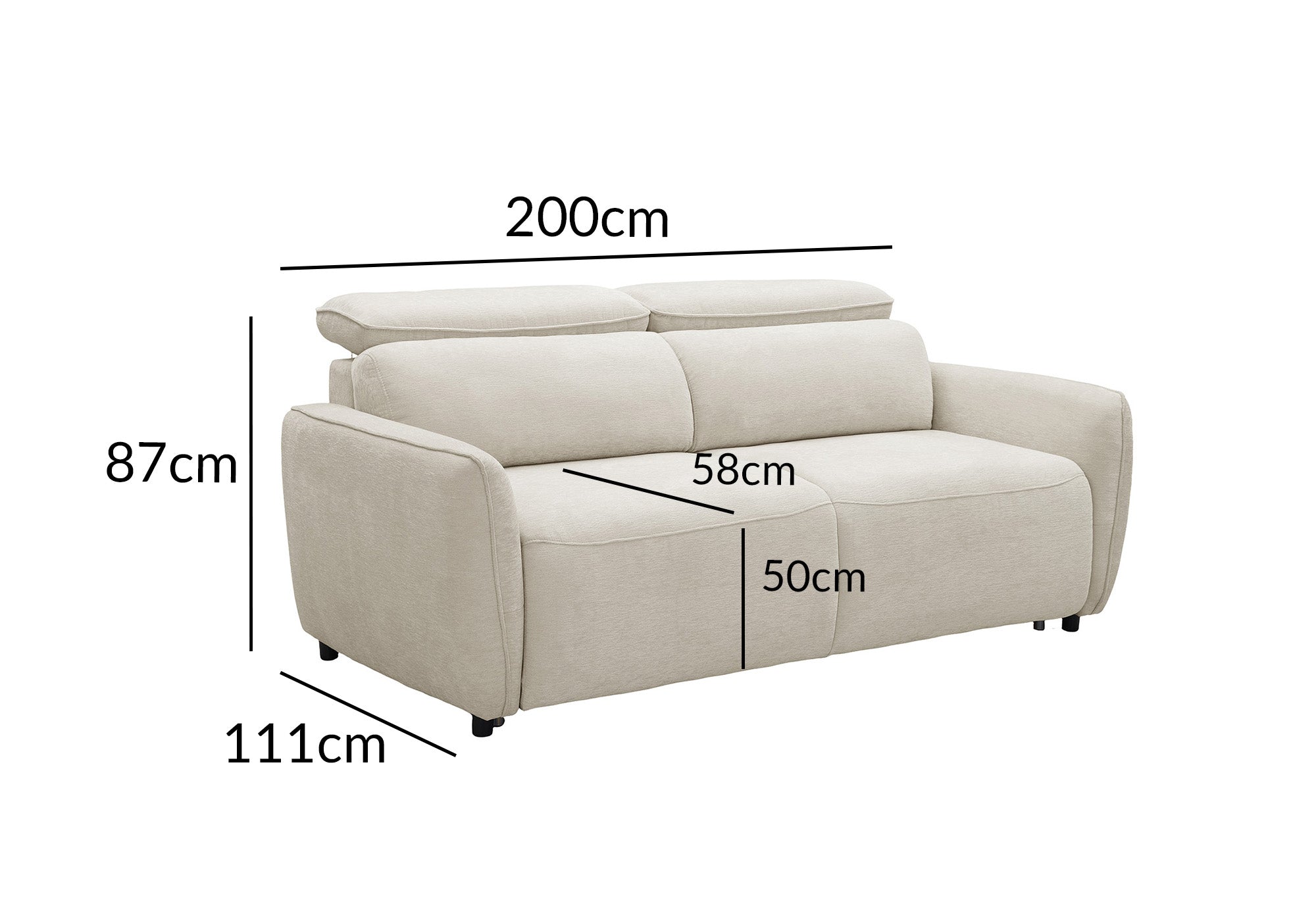 Express 3-Sitzer-Umbausofa aus beigem Strukturstoff JACINTHE