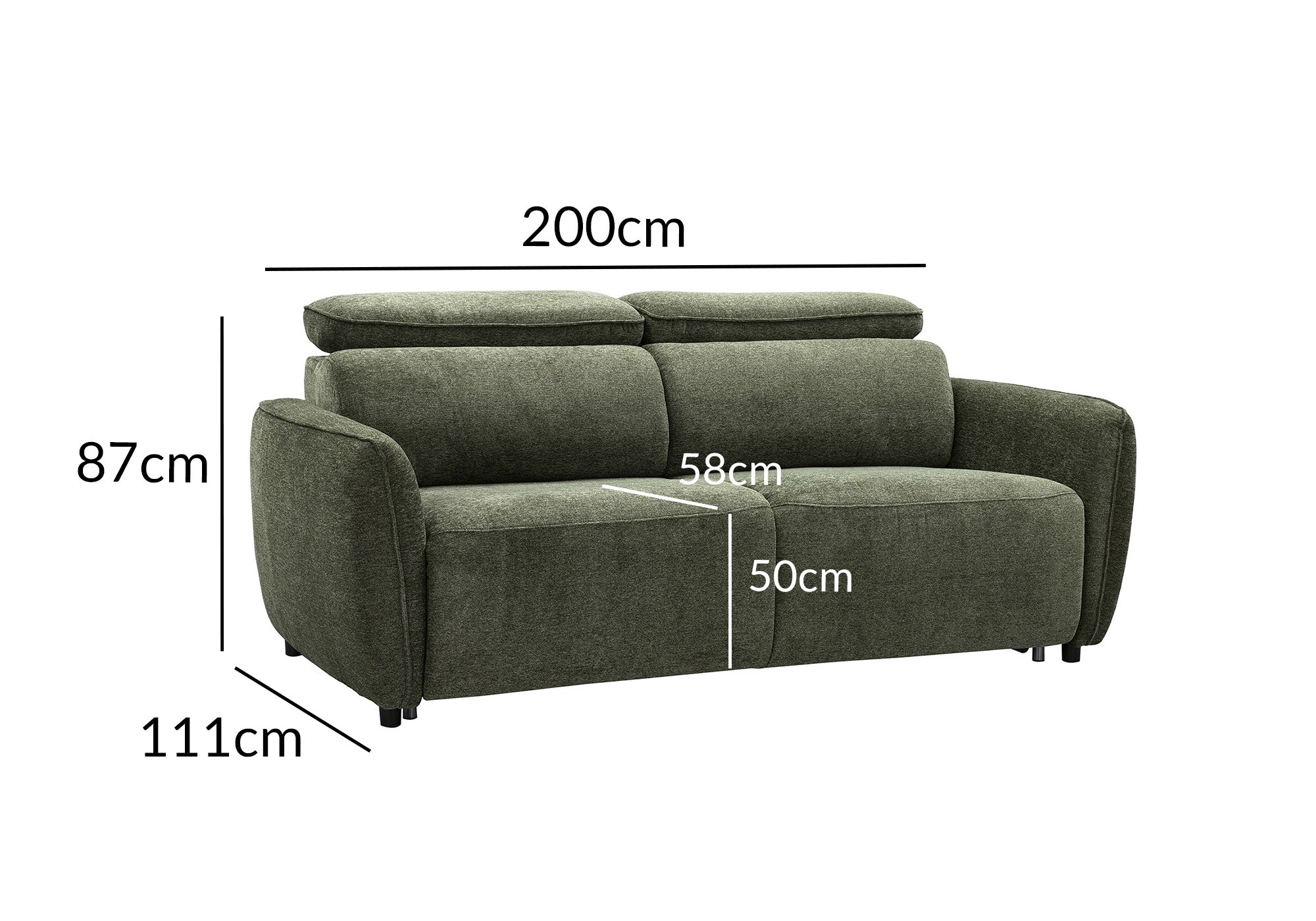 Express 3-Sitzer-Umwandelsofa aus grünem Strukturstoff JACINTHE