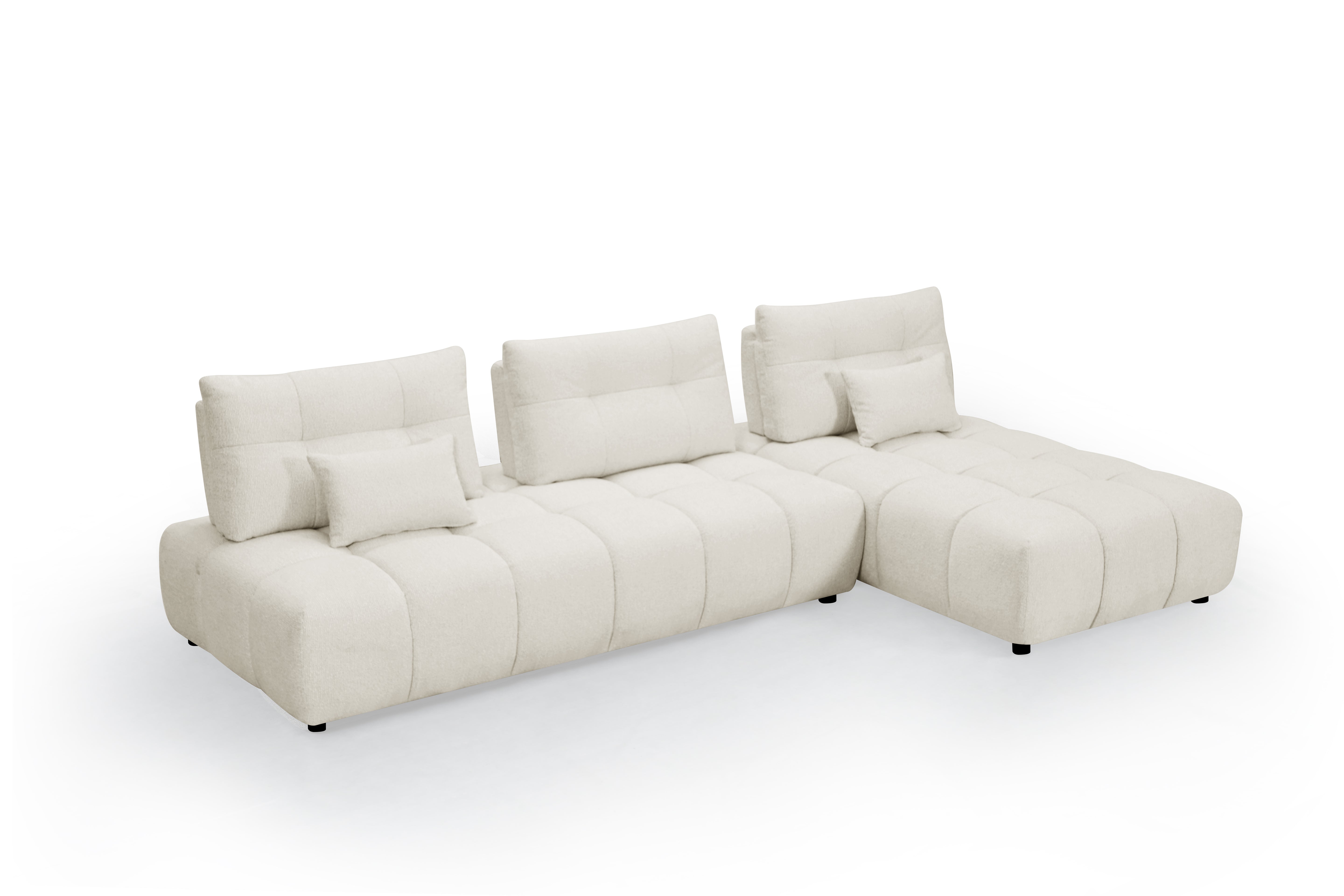 ALANA beige strukturiertes, wendbares Ecksofa aus Samt