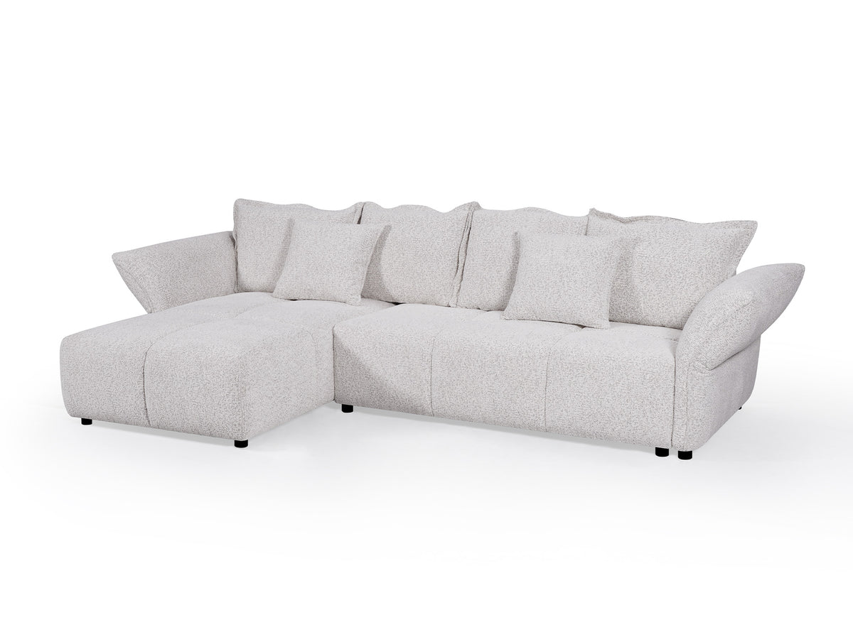 Wendbares, umwandelbares Ecksofa aus beigem, gewebtem Samt BELINE
