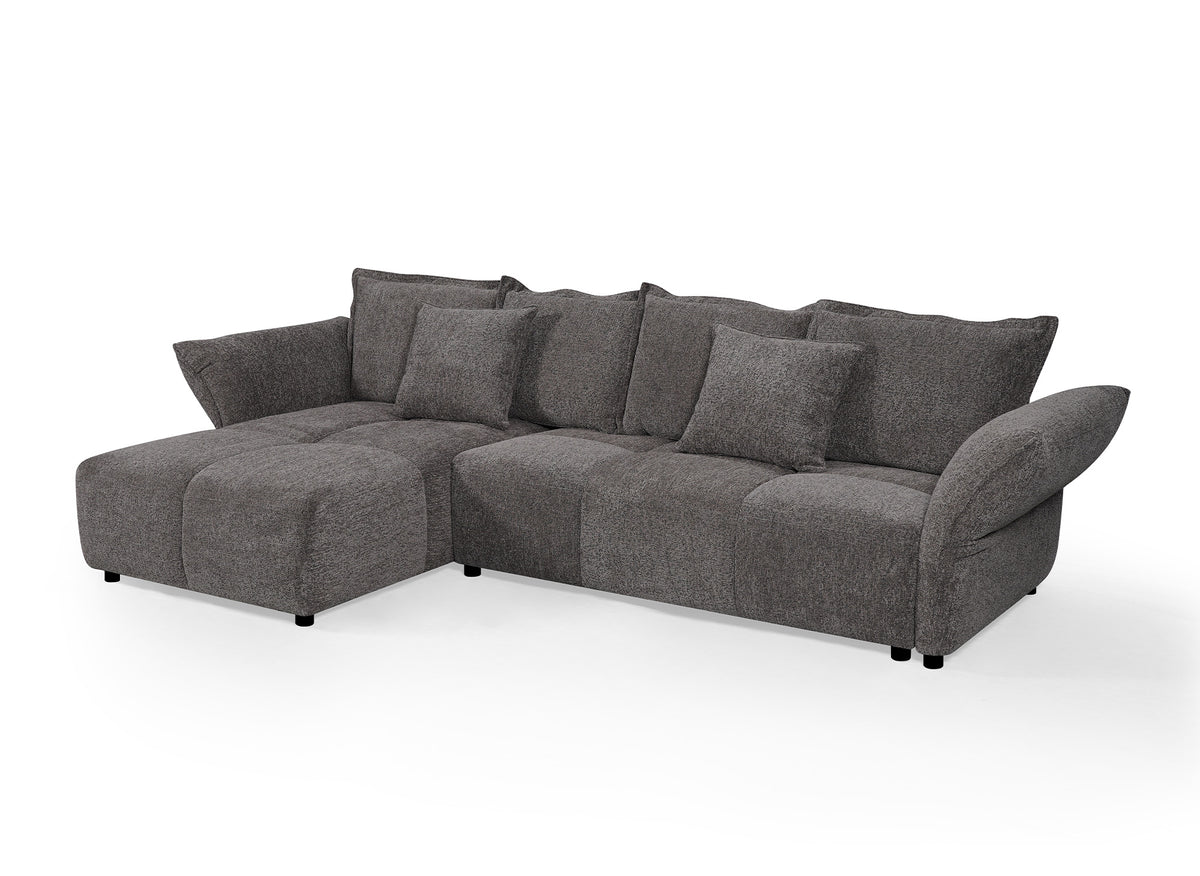 Wendbares, umwandelbares Ecksofa aus grauem, gewebtem Samt BELINE