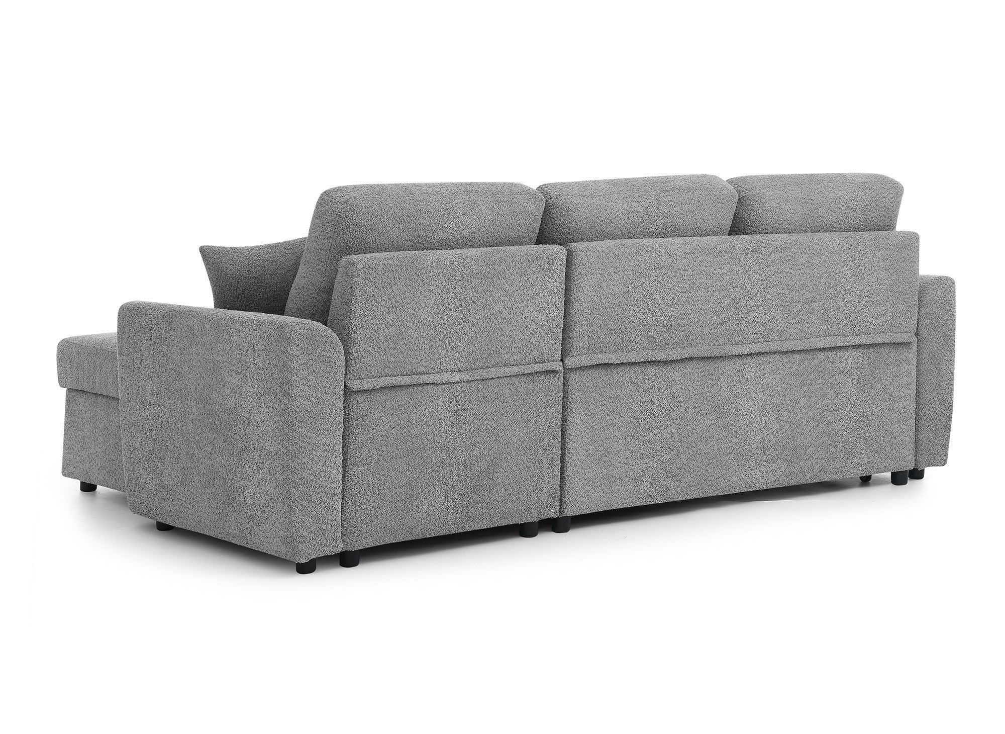 ADRYEN Ecksofa aus grauem Frottee mit Stauraum
