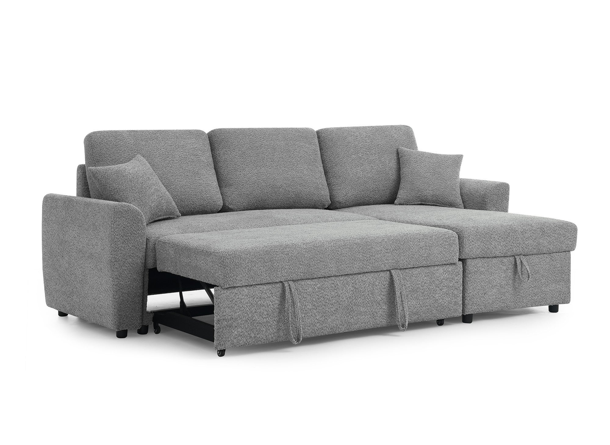 ADRYEN Ecksofa aus grauem Frottee mit Stauraum