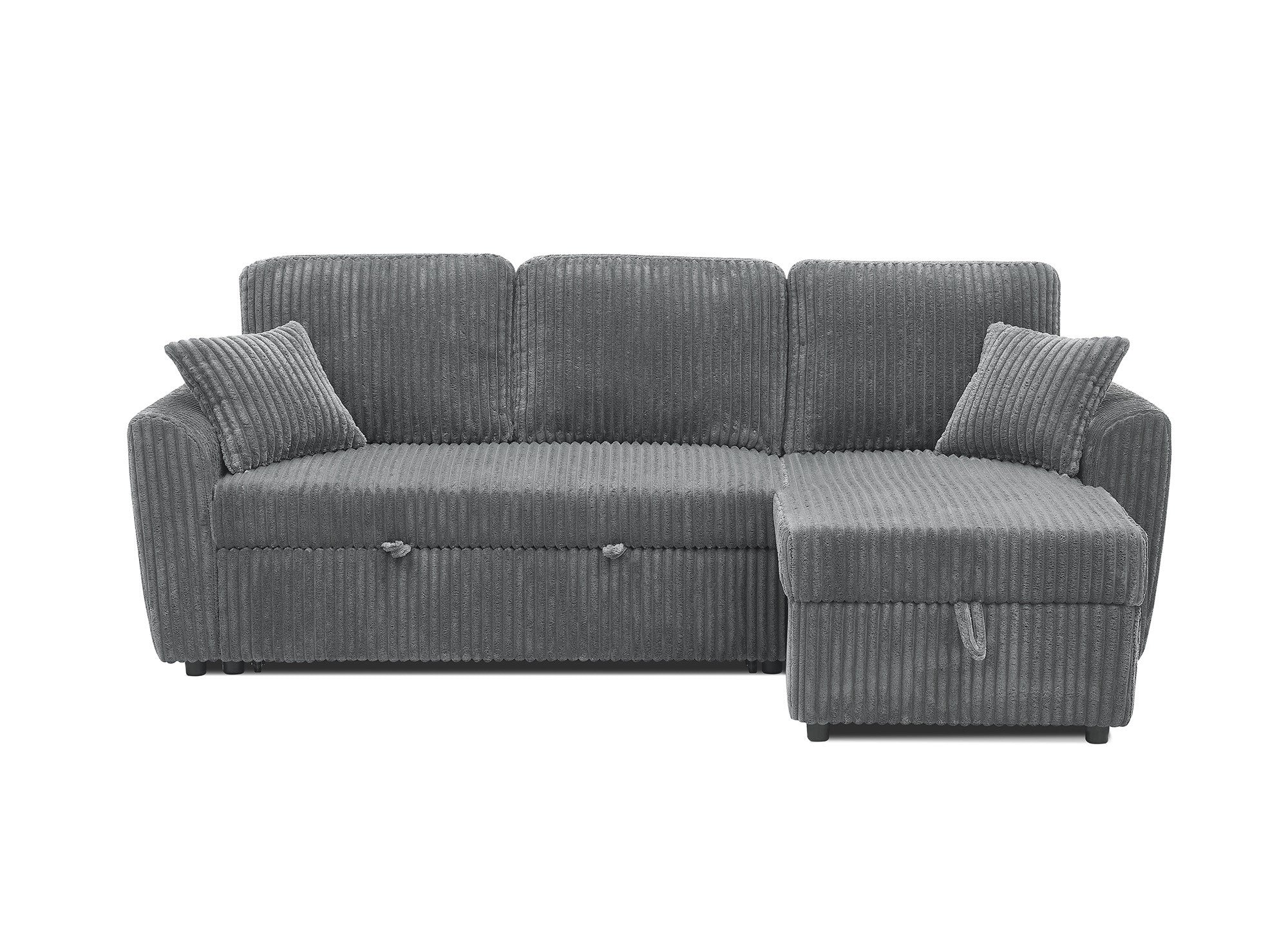 ADRYEN Ecksofa aus dickem grauem Cord mit Stauraum, umwandelbar und wendbar