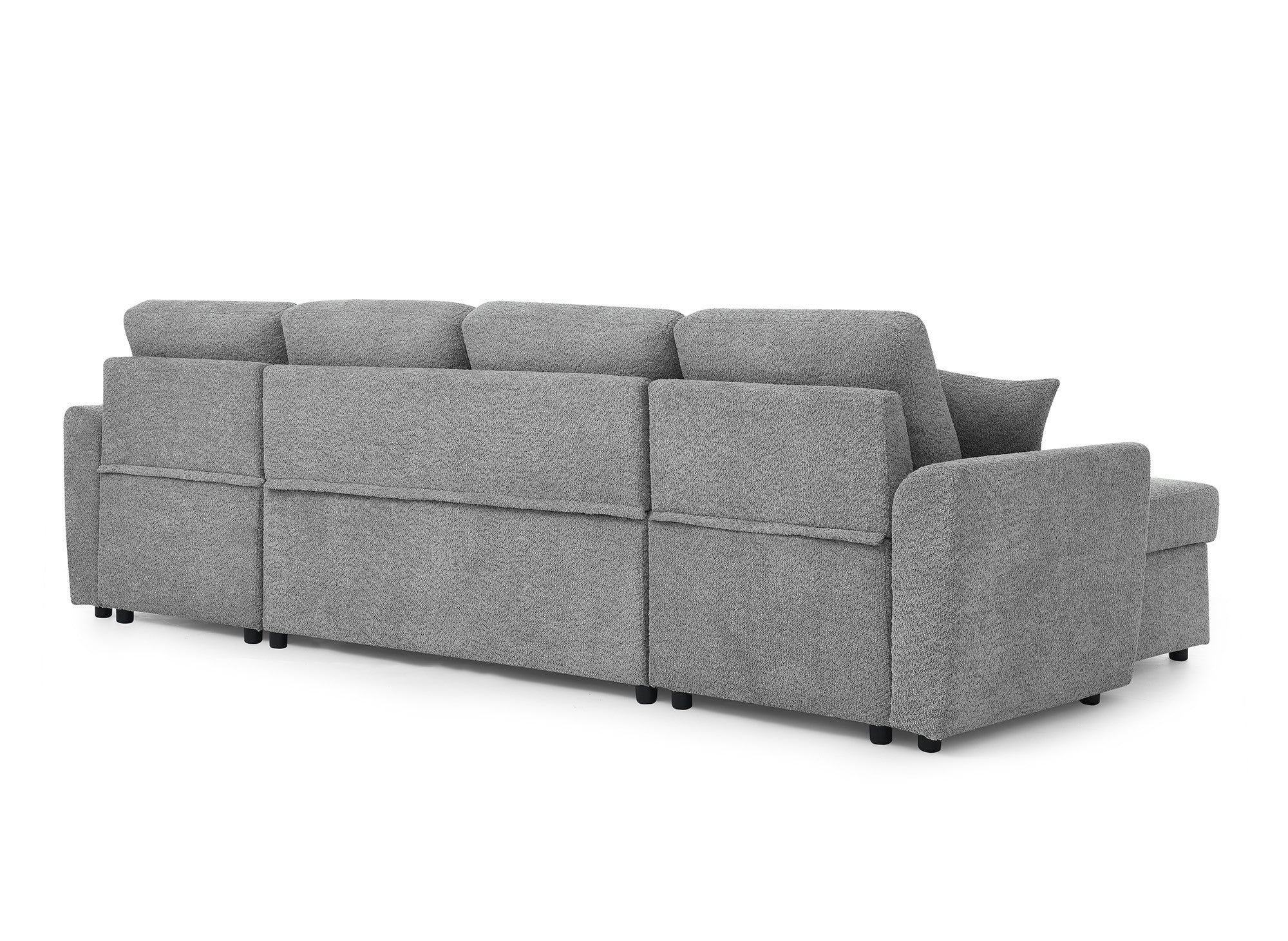 ADRYEN Panorama-Sofa mit 2 Aufbewahrungsboxen aus grauem Frotteestoff