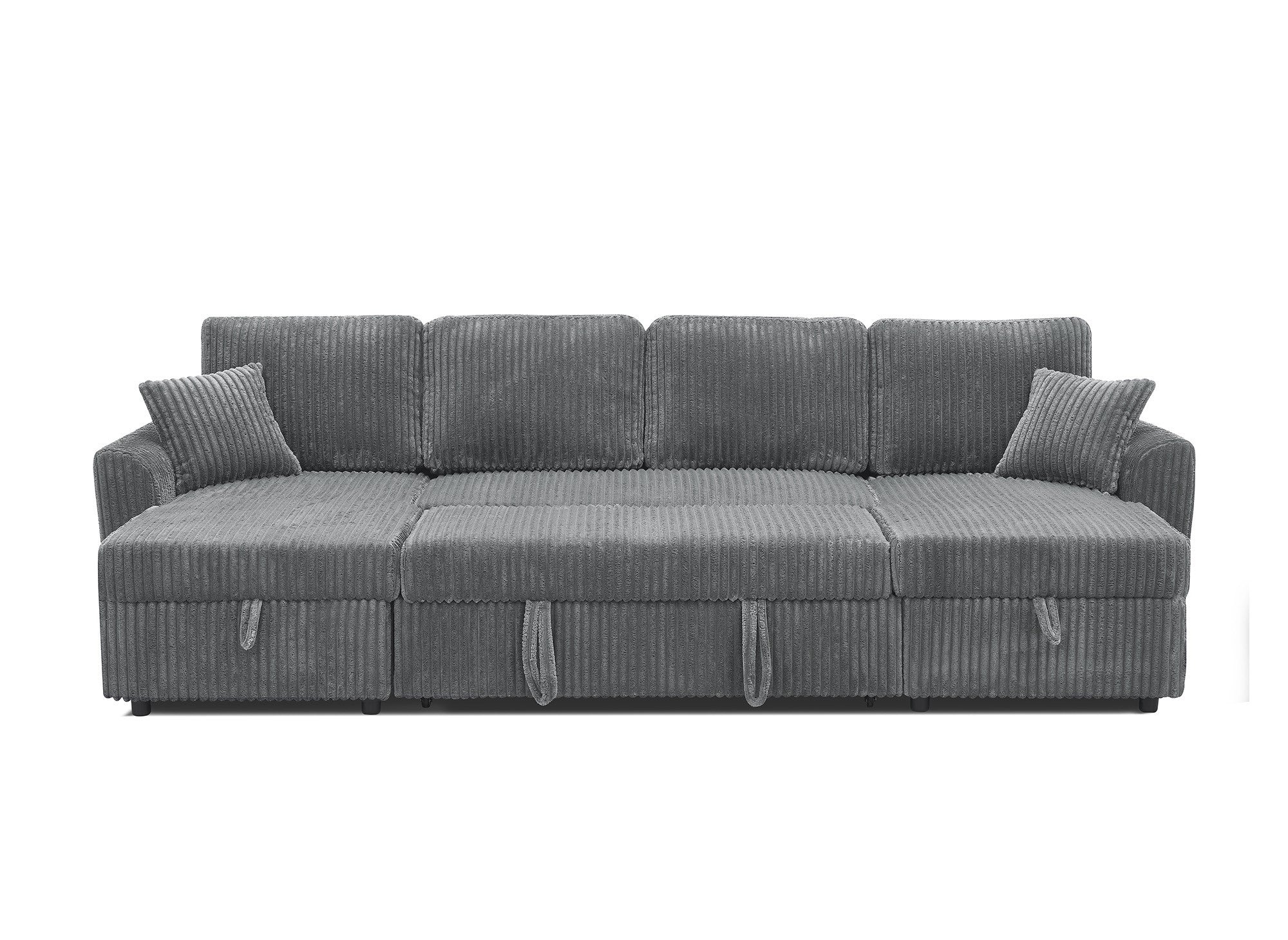 ADRYEN Panorama-Schlafsofa mit Staufächern aus dickem grauem Cord
