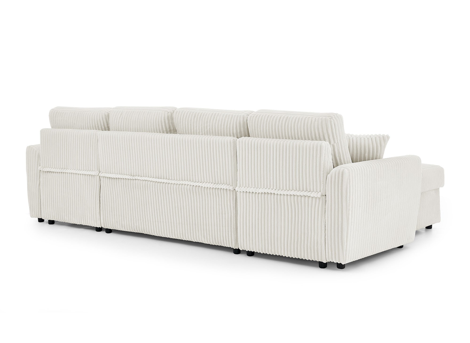 ADRYEN Panorama-Schlafsofa mit Staufächern aus dickem beigefarbenem Cord