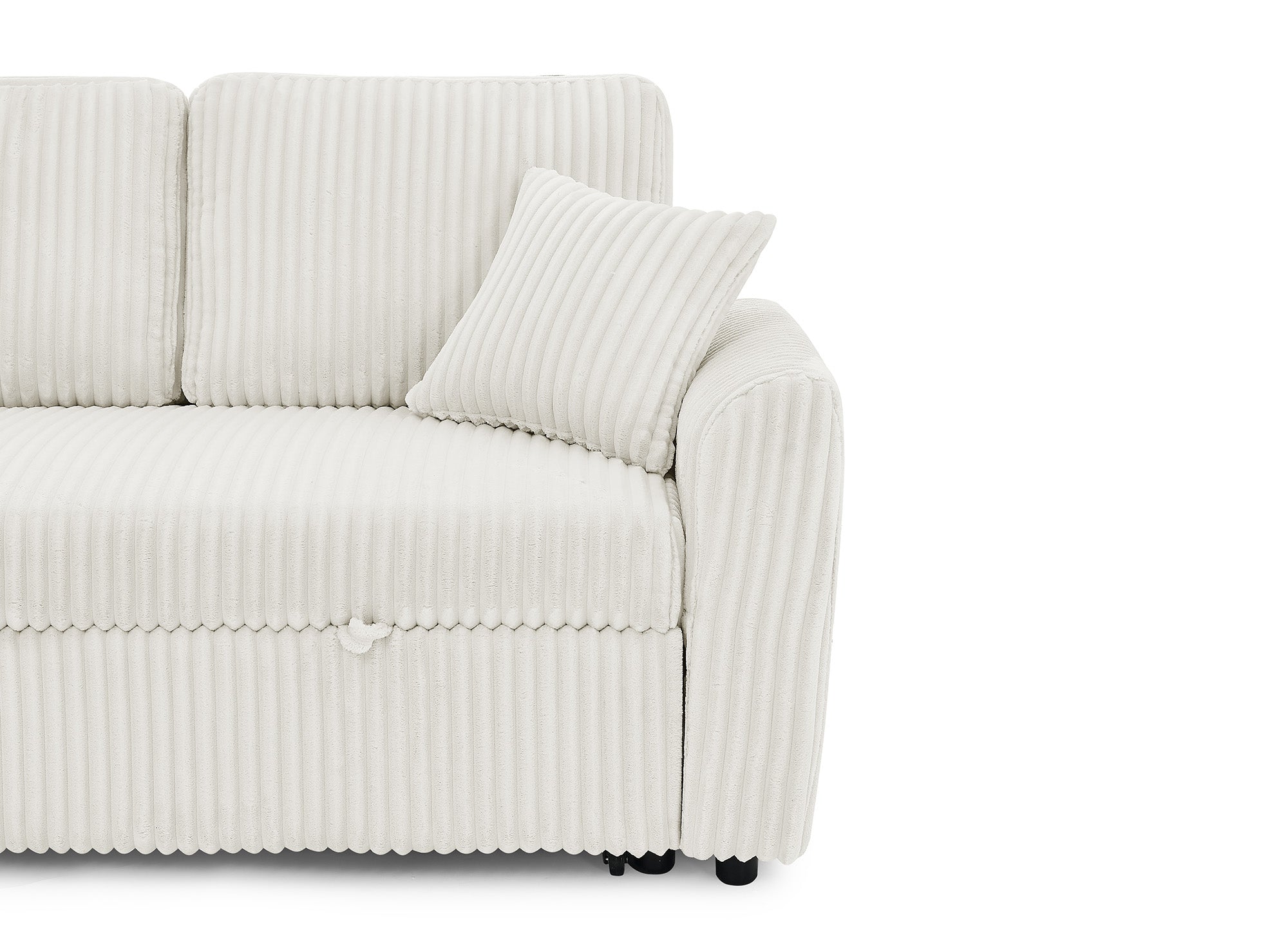 ADRYEN Panorama-Schlafsofa mit Staufächern aus dickem beigefarbenem Cord