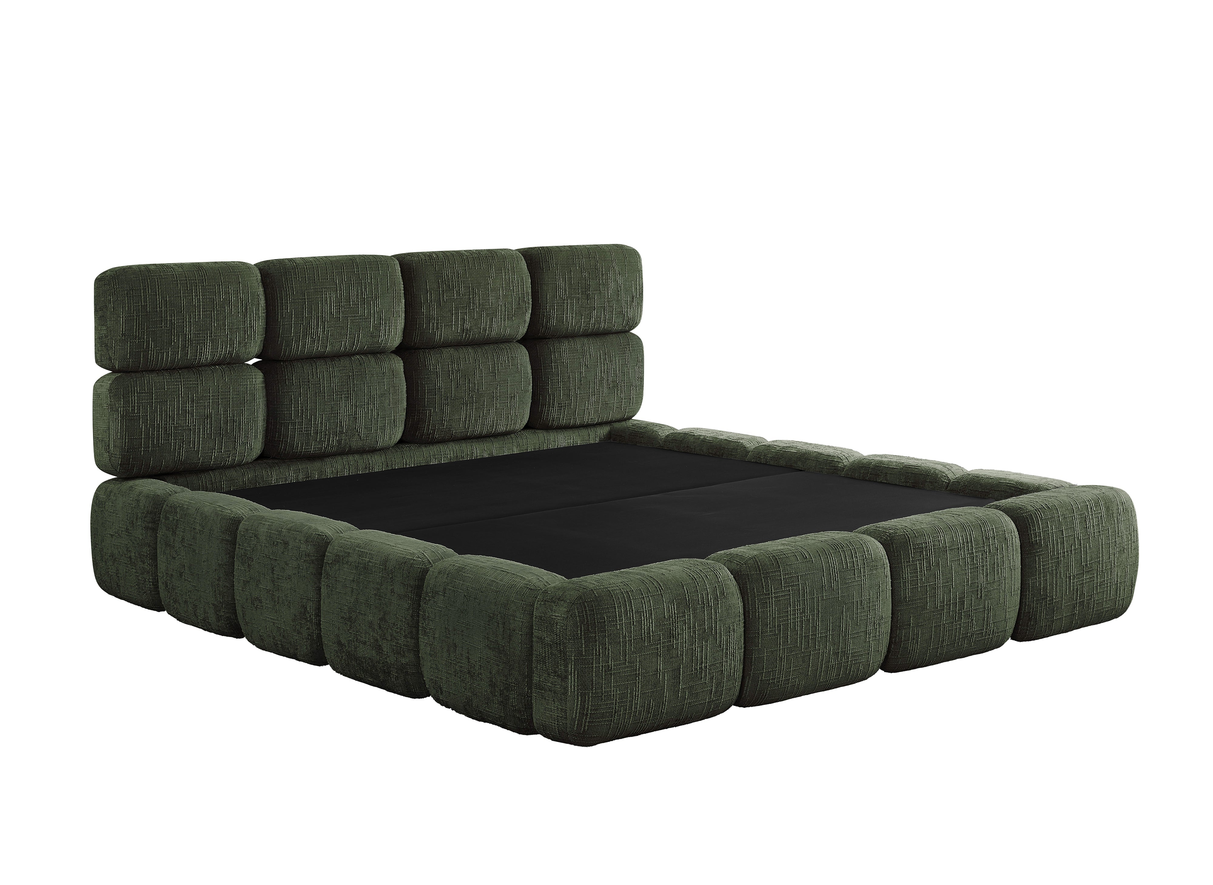 BUBBLE olivgrün meliertes Samtbett mit Stauraum 140x190 cm