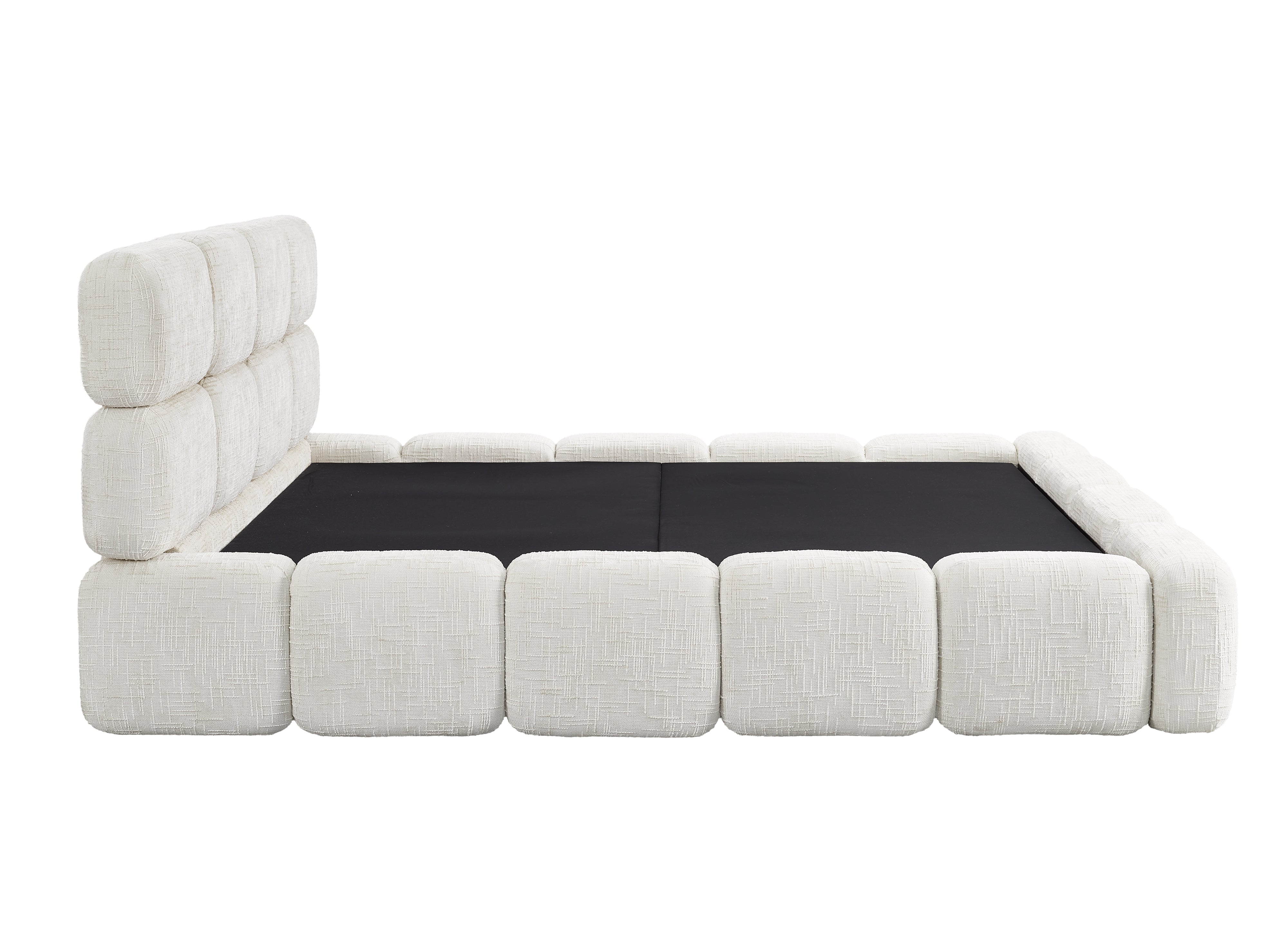 BUBBLE Bett mit Stauraum, beige melierter Samt, 160 x 200 cm