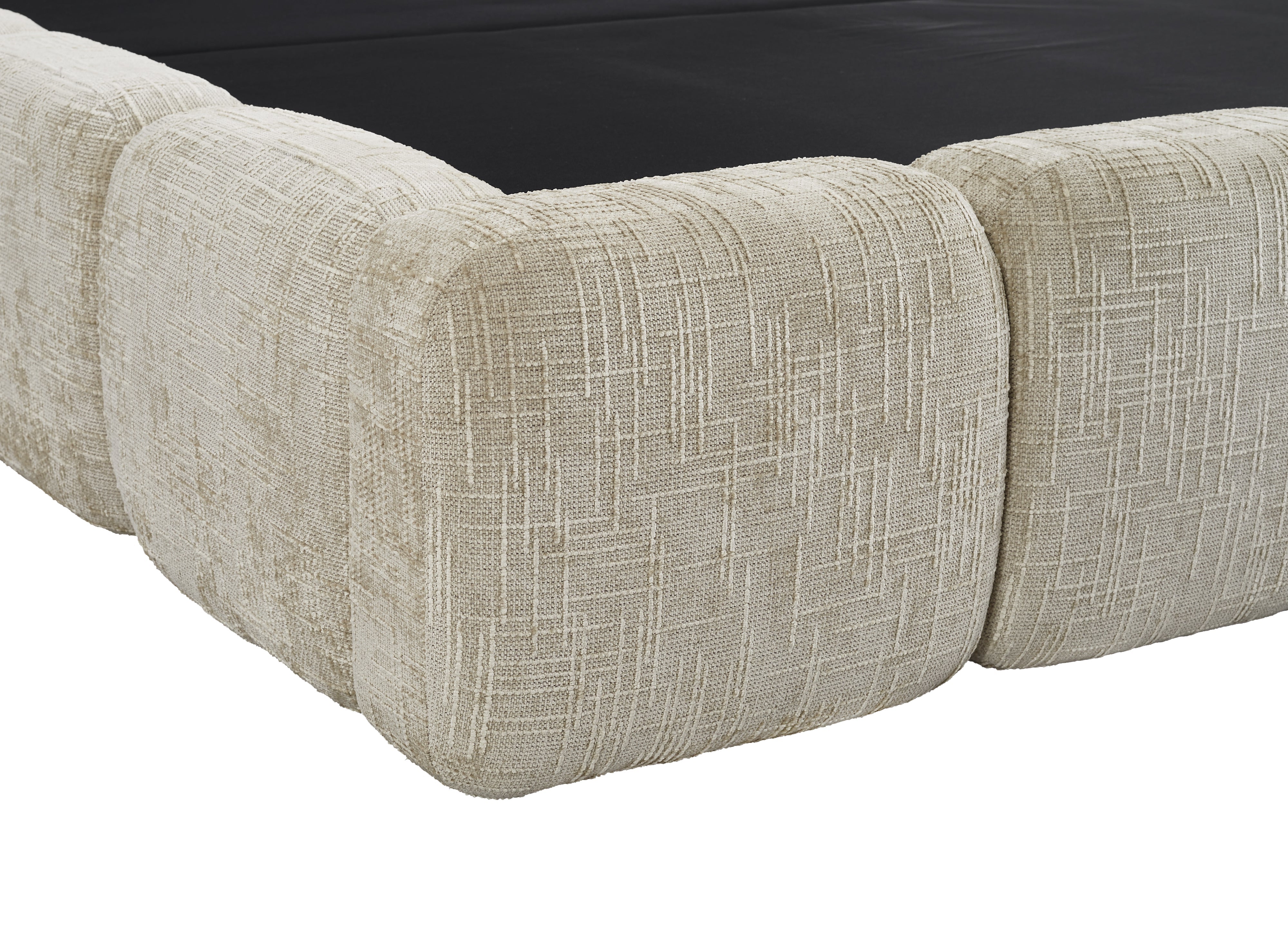 BUBBLE Bett mit Stauraum aus taupefarbenem Samt, 140 x 190 cm