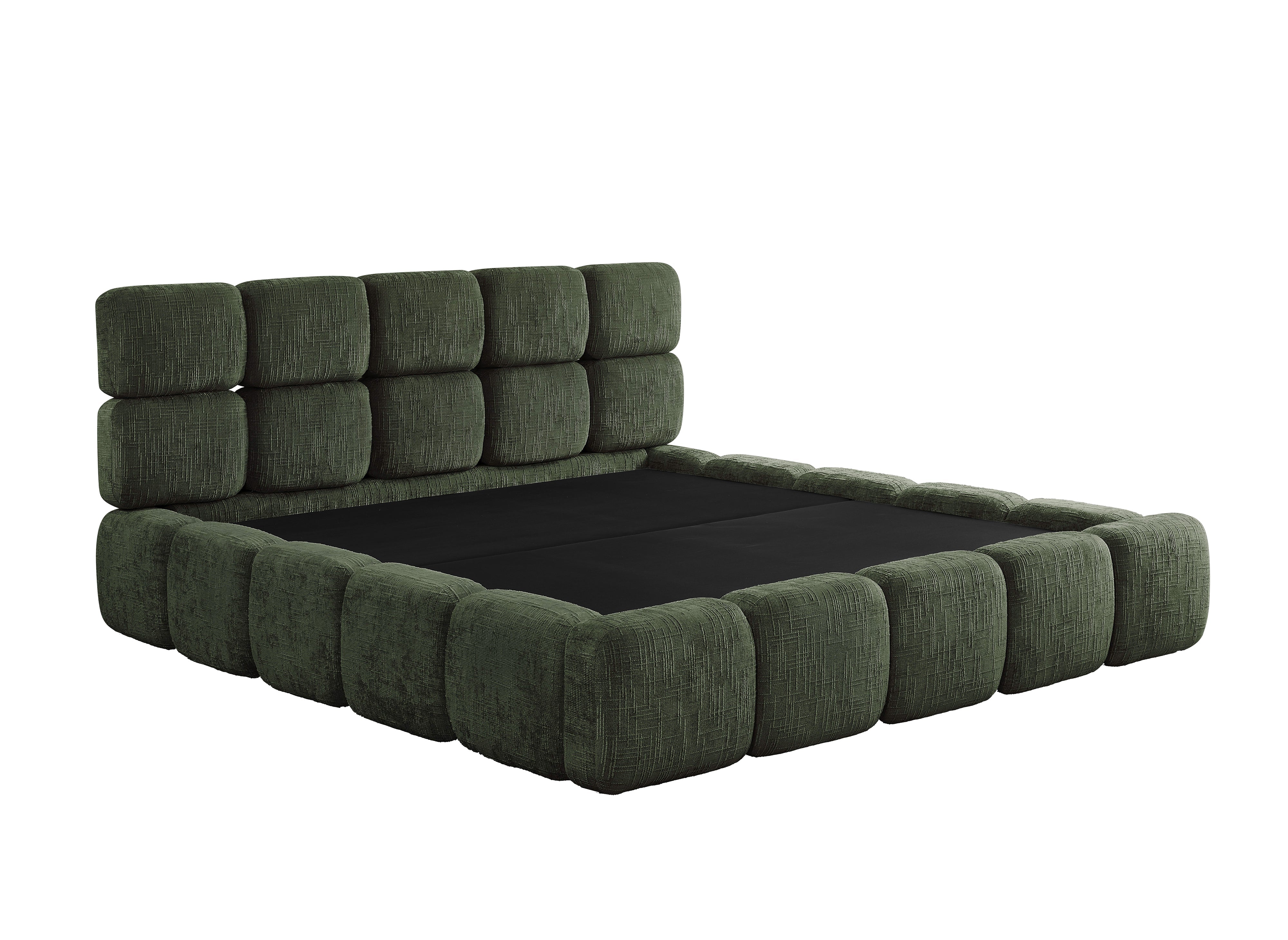 BUBBLE olivgrün meliertes Samtbett mit Stauraum 180x200 cm