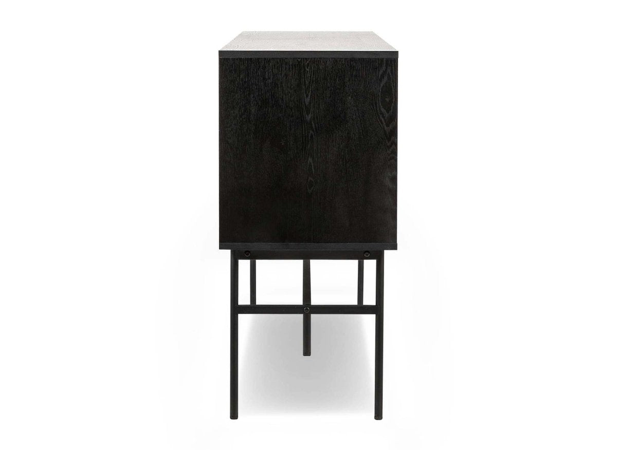 Buffet enfilade 3 tiroirs 2 portes en bois et métal noir DARYL - DécoInParis
